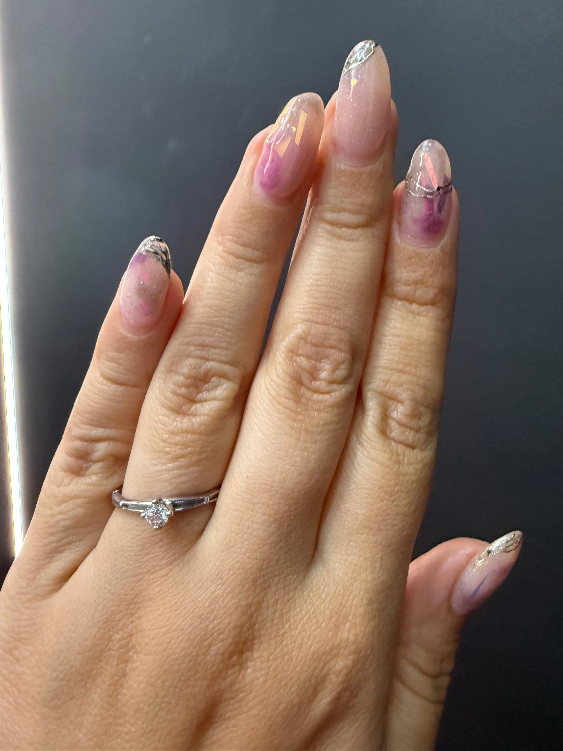 Oro Blanco 14k Redondo 0.20ct de Diamante Natural                                                  Anillo Compromiso OF1877