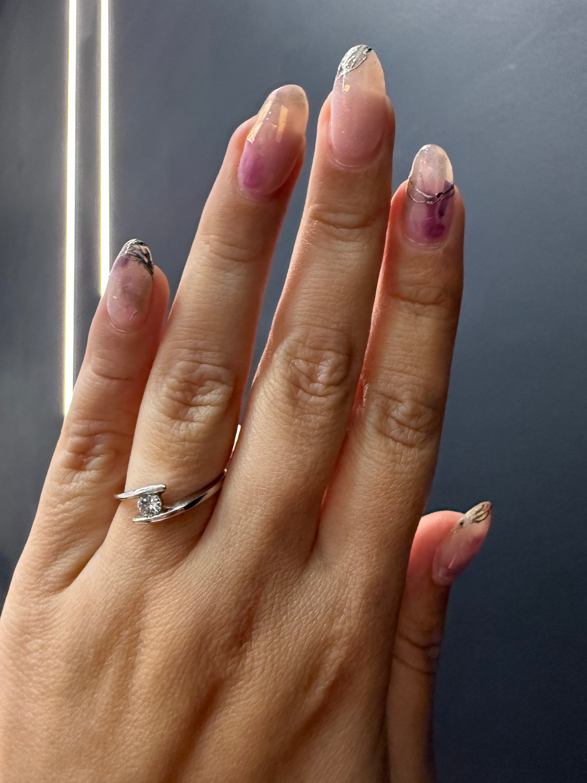 Oro Blanco 14k Redondo 0.19ct de Diamante Natural                                                   Anillo Compromiso OF2169