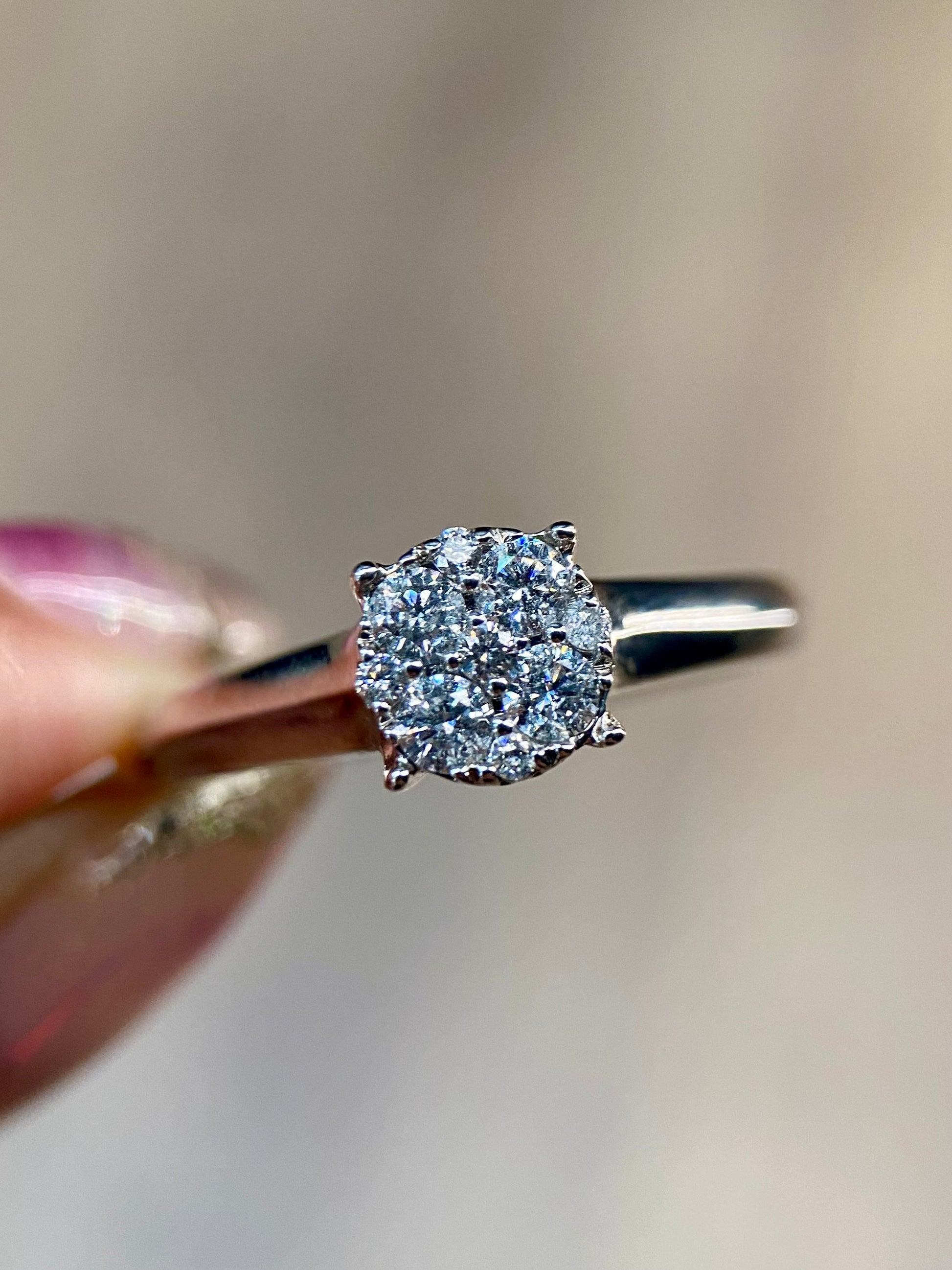 Oro Blanco 14k Redondo 0.35ct de Diamante Natural                                                  Anillo Compromiso OF2116