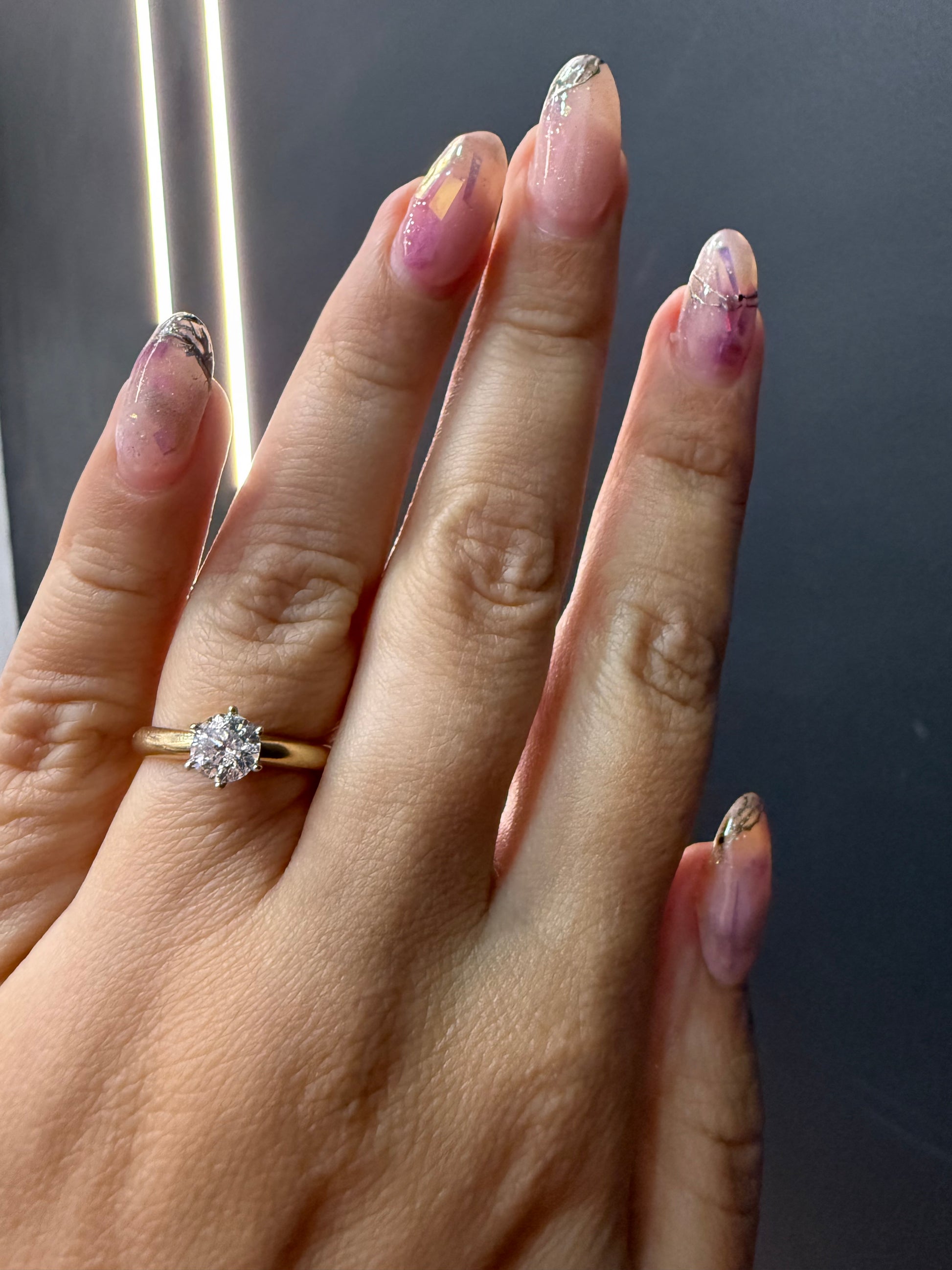 Oro Amarillo 14k Redondo 0.88ct de Diamante Natural                              Anillo Compromiso OF1699