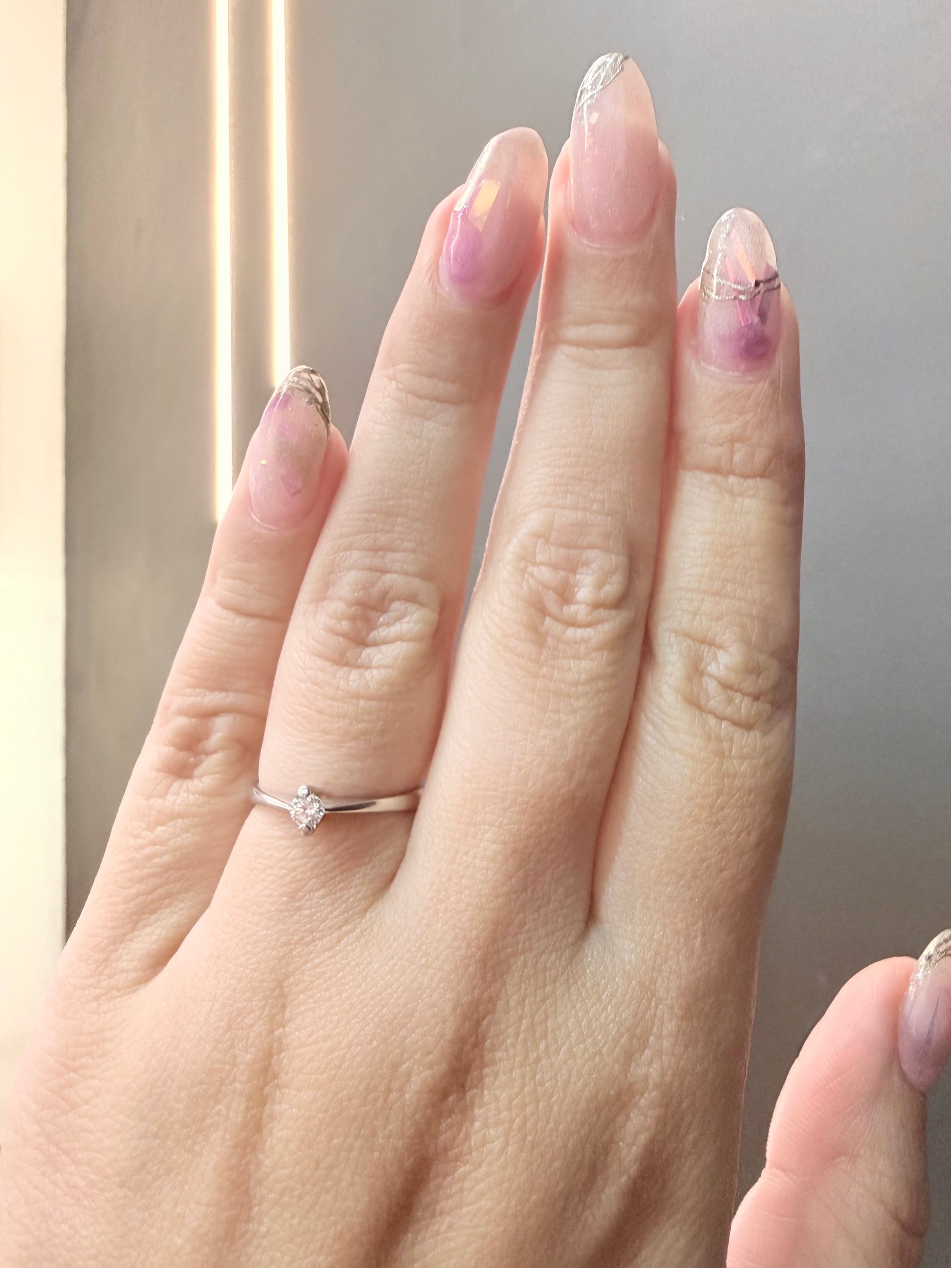 Oro Blanco 14k Redondo 0.10ct de Diamante Natural                                                  Anillo Compromiso OF1265