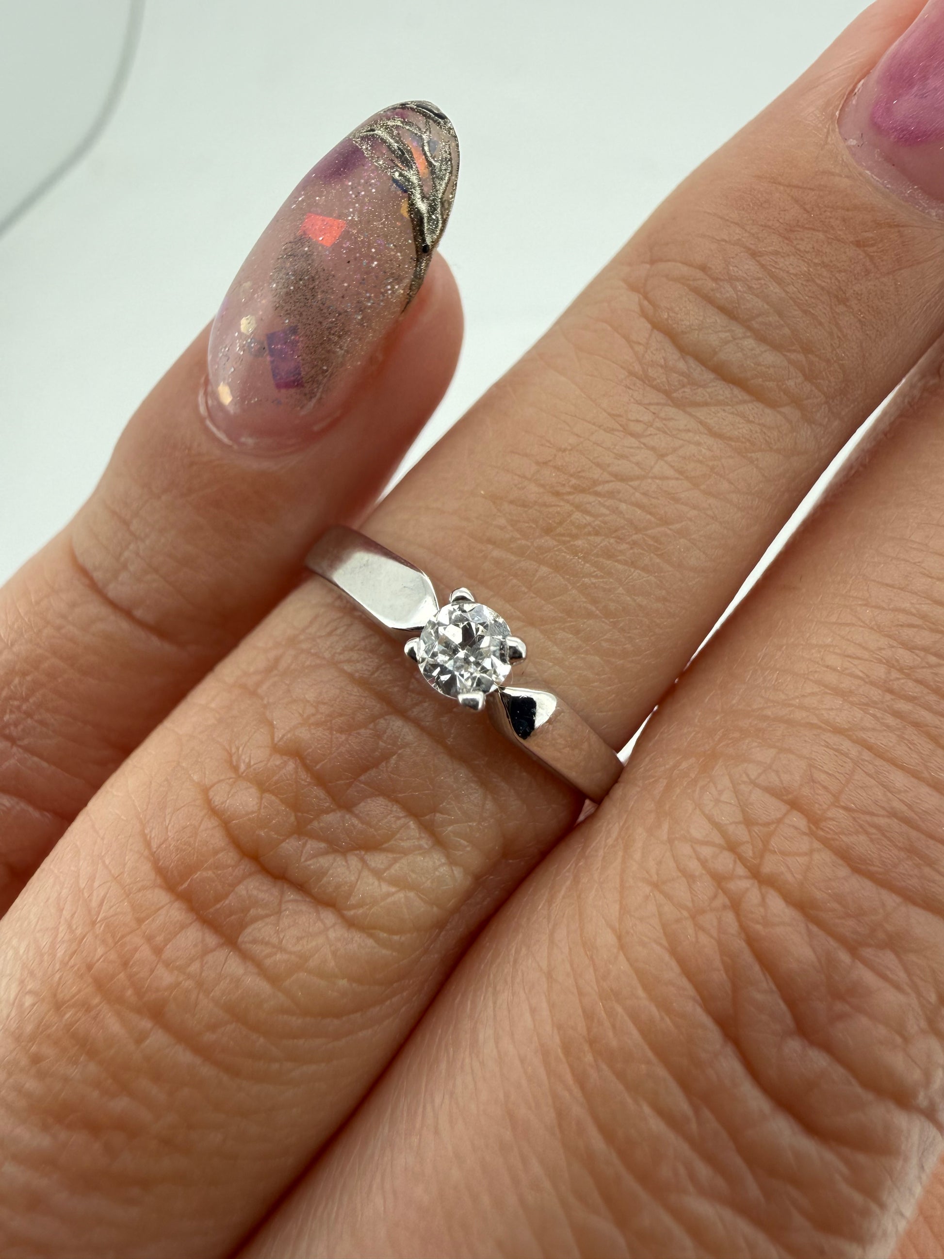 Oro Blanco 14k Redondo 0.24ct de Diamante Natural                                                  Anillo Compromiso OF1341