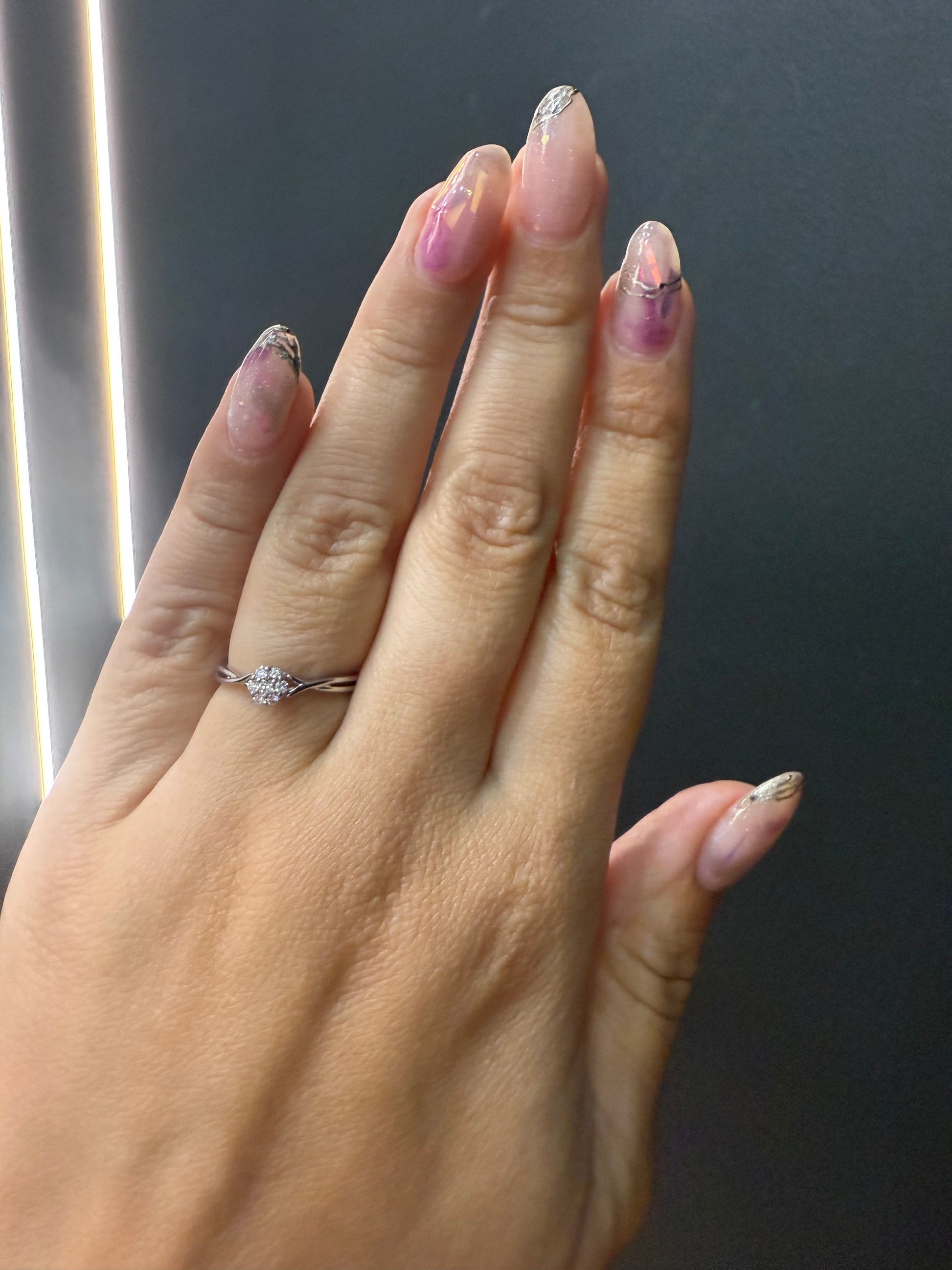 Oro Blanco 14k Redondo 0.13ct de Diamante                                                   Anillo Compromiso OF2242