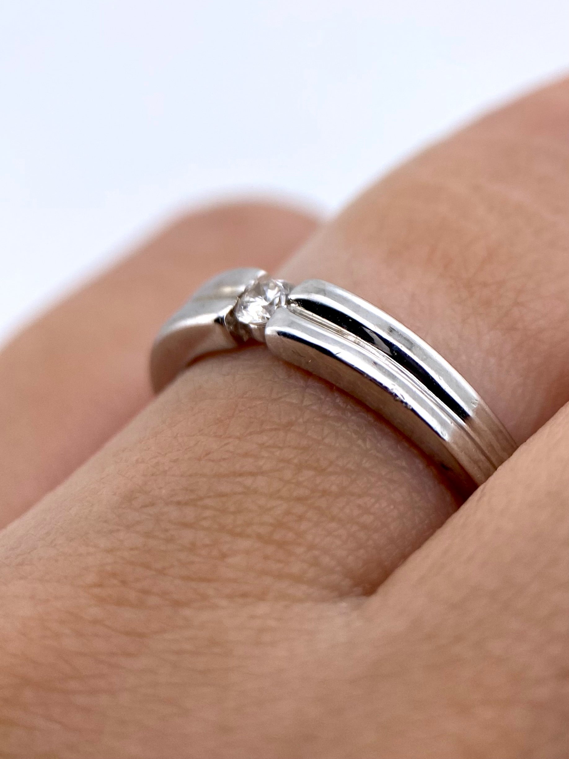 Oro Blanco 14k Redondo 0.12ct  de Diamantes Naturales                            Anillo Compromiso OF1214