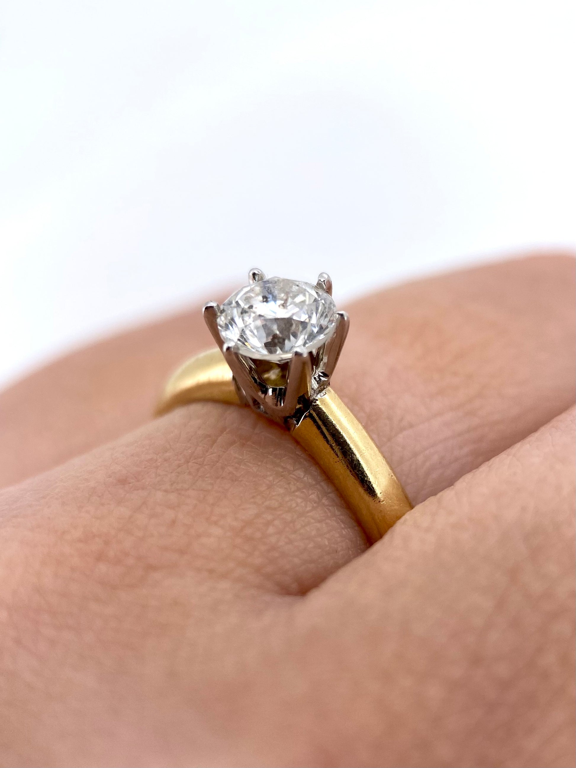 Oro Amarillo 14k Redondo 0.88ct de Diamante Natural                              Anillo Compromiso OF1699