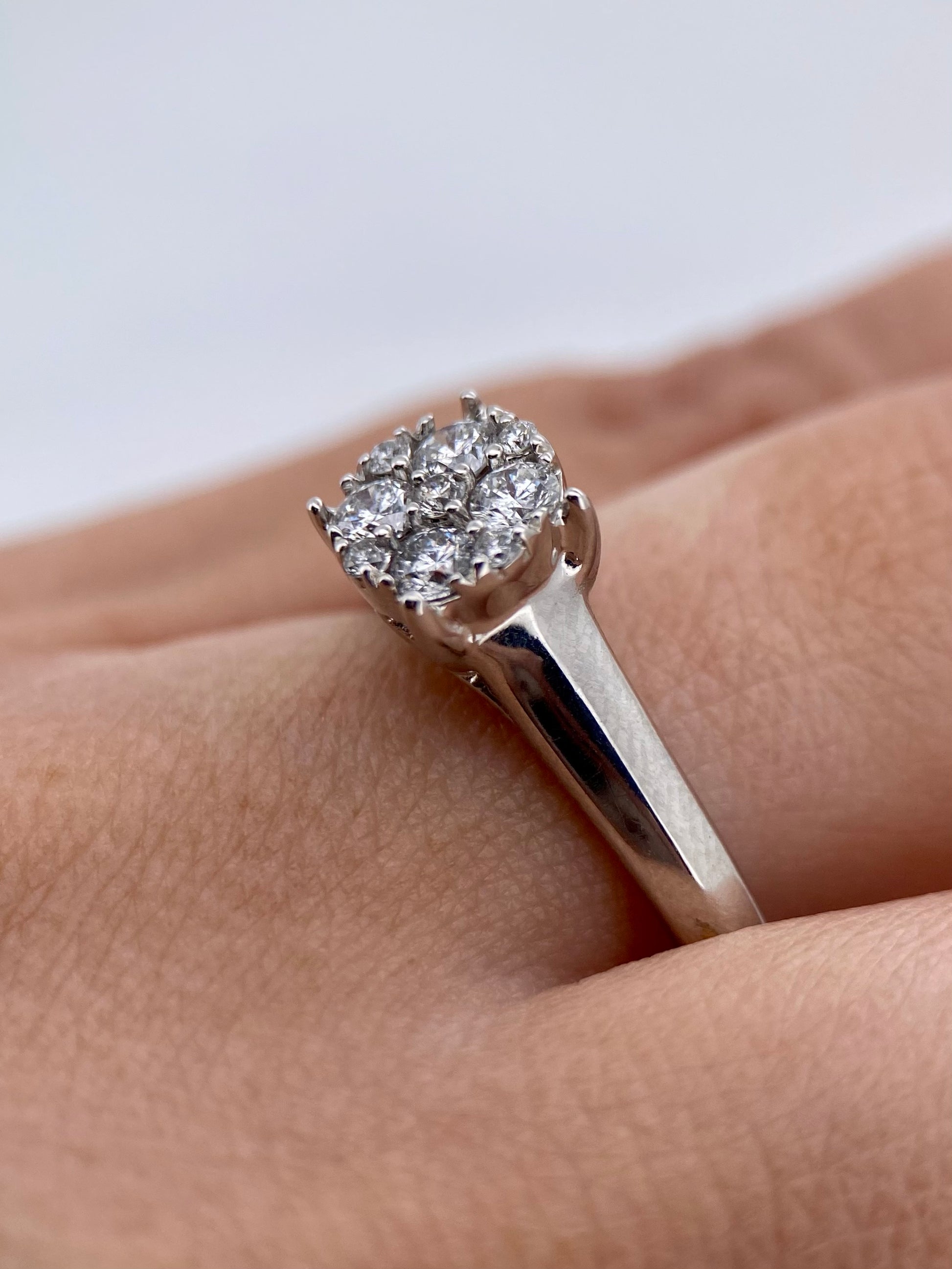 Oro Blanco 14k Redondo 0.35ct de Diamante Natural                                                  Anillo Compromiso OF2116