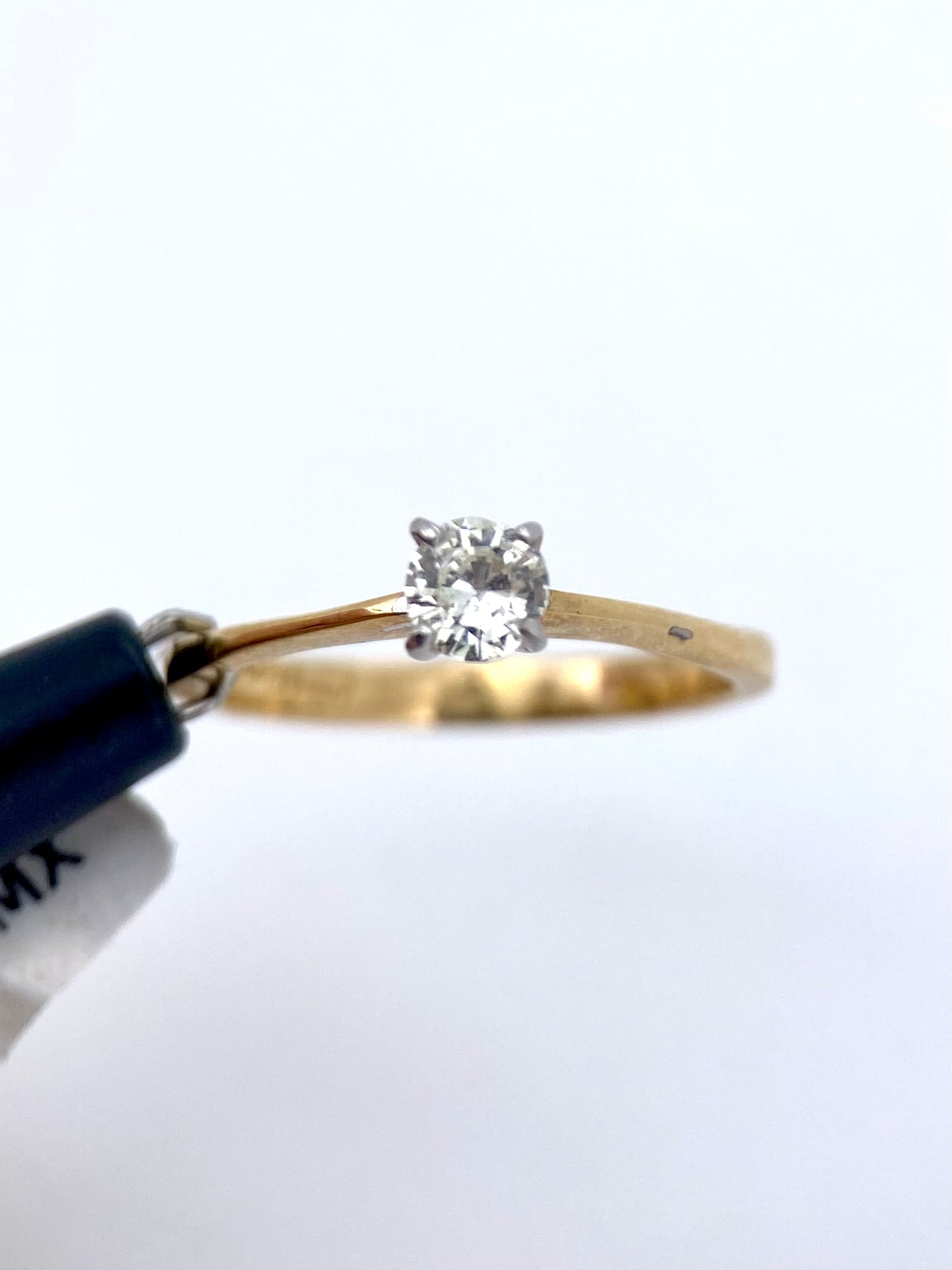 Oro Amarillo 14k Redondo 0.20ct de Diamante Natural                              Anillo Compromiso OF1508