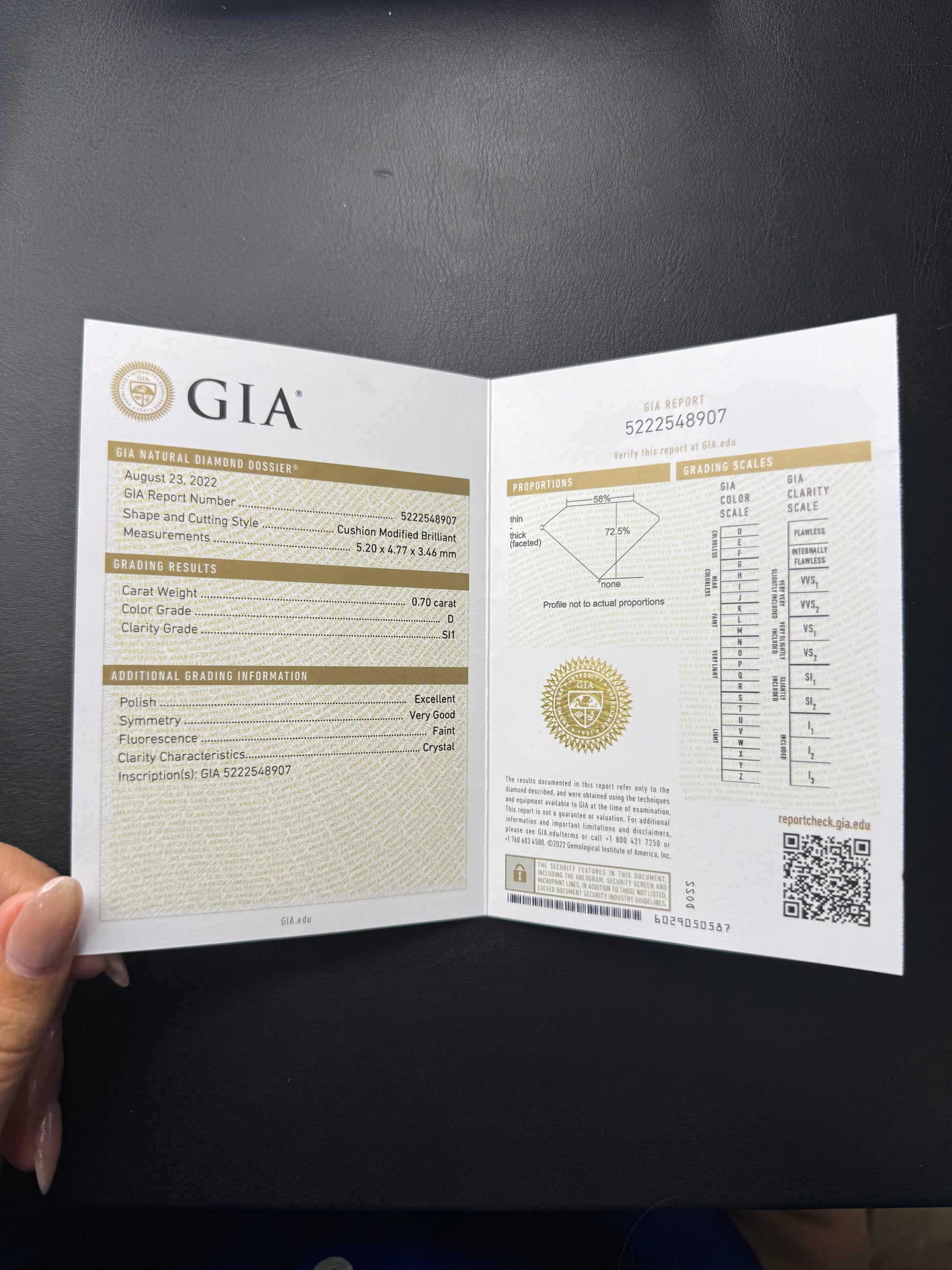 Cushion 0.70ct Diamante GIA