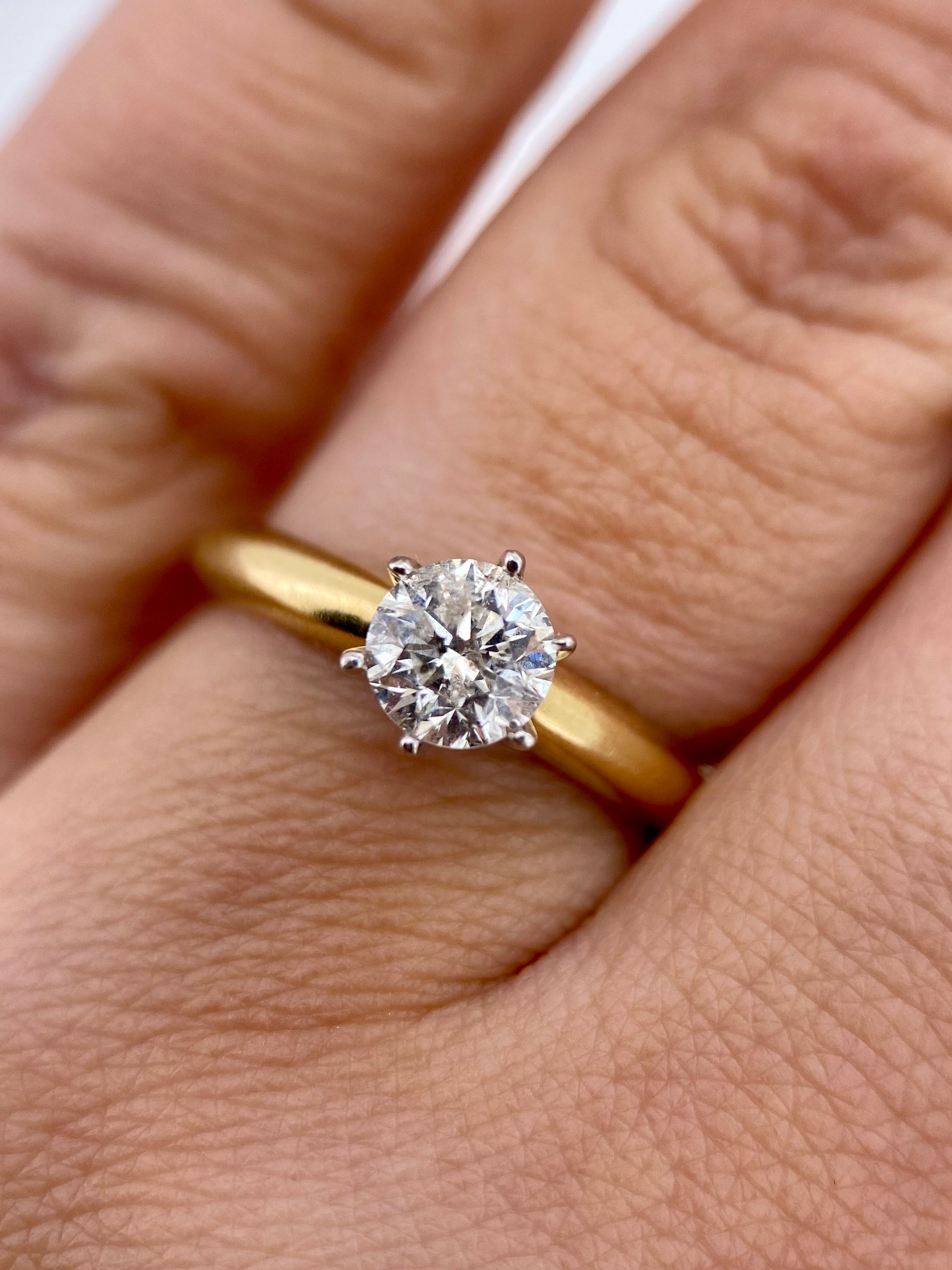 Oro Amarillo 14k Redondo 0.88ct de Diamante Natural                              Anillo Compromiso OF1699