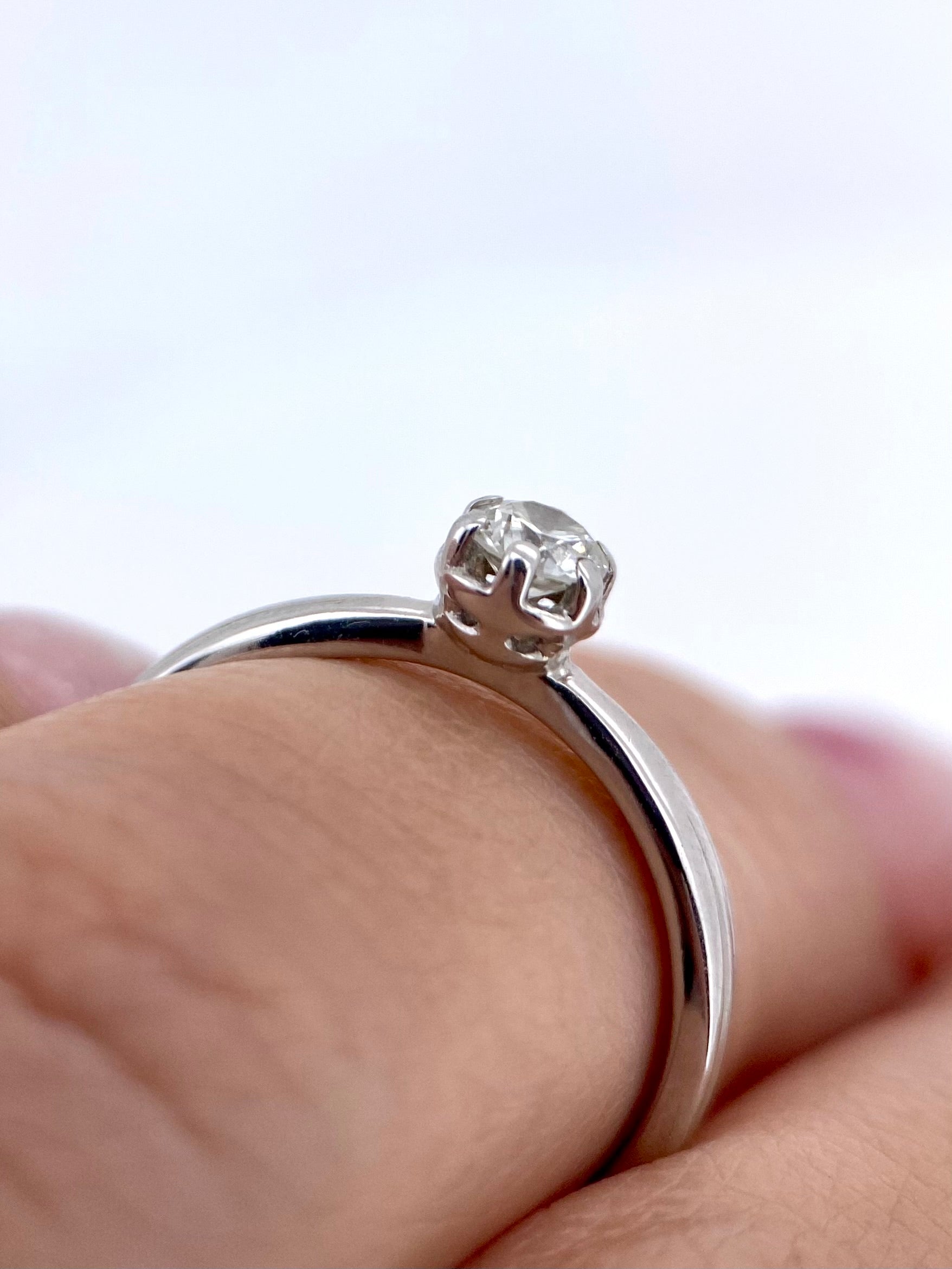 Oro Blanco 14k Redondo 0.17ct de Diamante Natural                                                  Anillo Compromiso OF2120