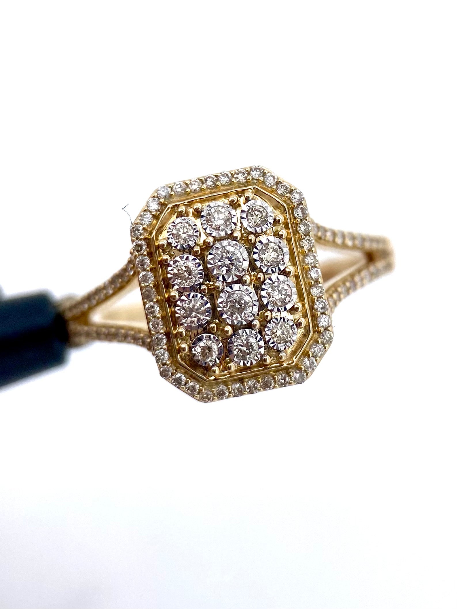 Oro Amarillo 14k Esmeralda 0.35ct de Diamantes Naturales                            Anillo Compromiso OF2250