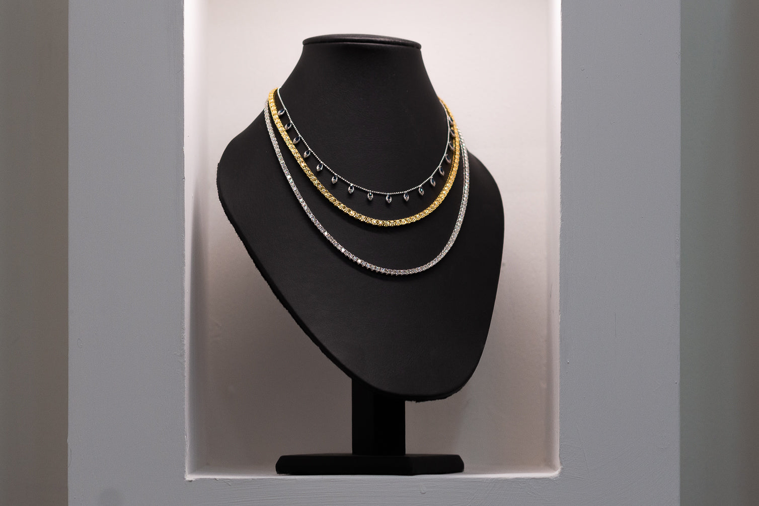 Cadena con Diamantes 3.0ct Z+0.45ct D Oro 14k Blanco