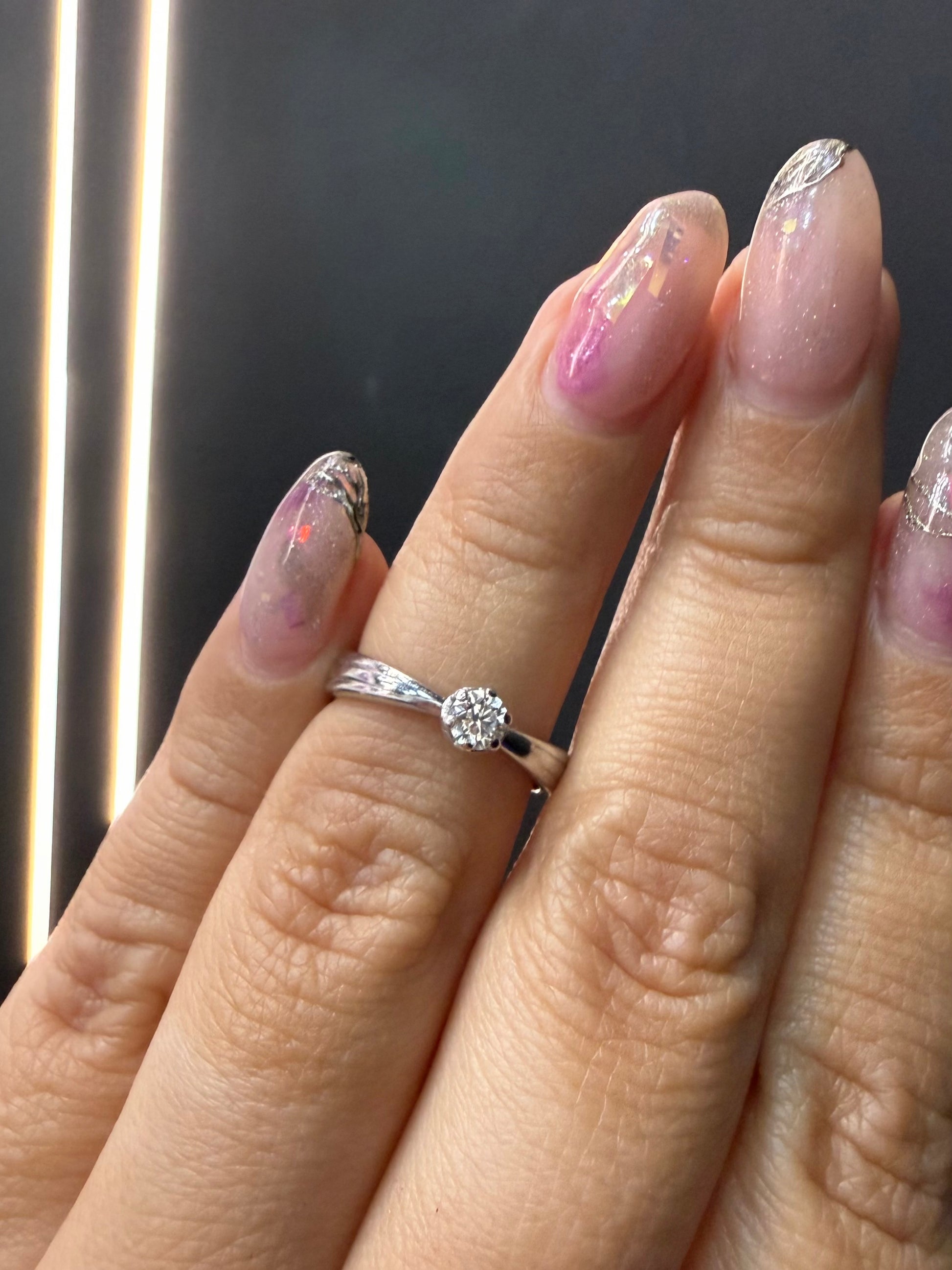 Oro Blanco 14k Redondo 0.17ct de Diamante Natural                                                  Anillo Compromiso OF2120