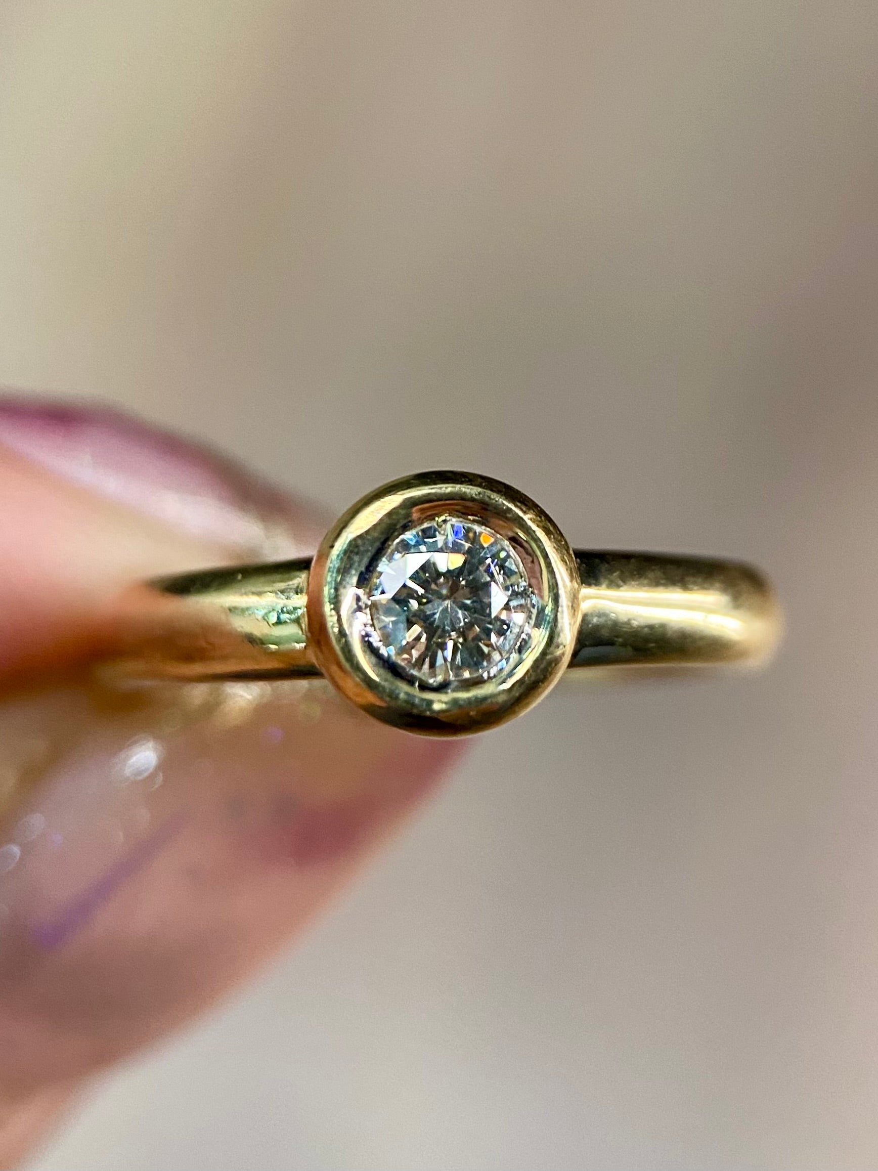 Oro Amarillo 14k Redondo 0.30ct de Diamante Natural                           Anillo Compromiso OF1167