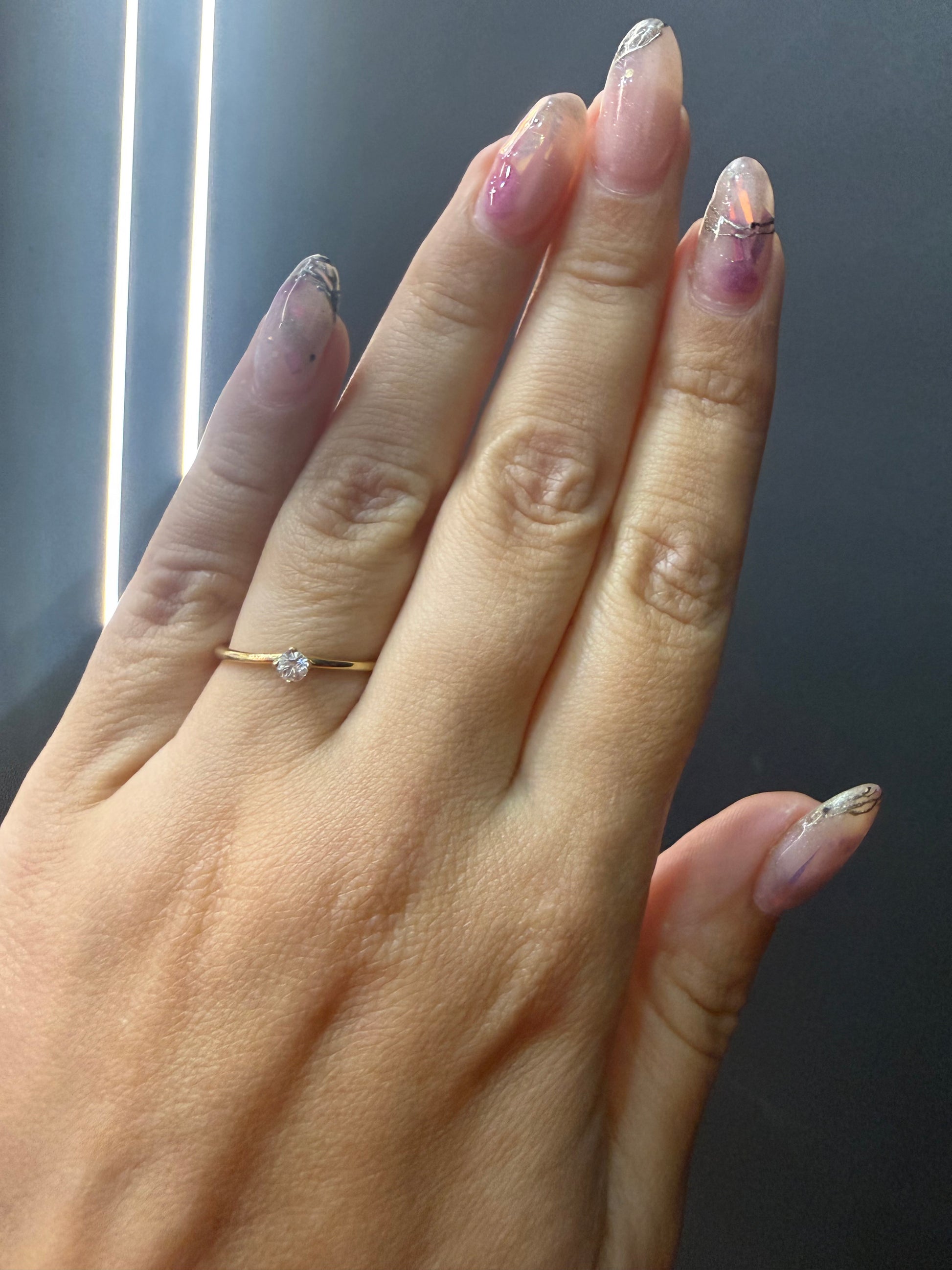 Oro Amarillo 14k Redondo 0.13ct de Diamante Natural                              Anillo Compromiso OF1748