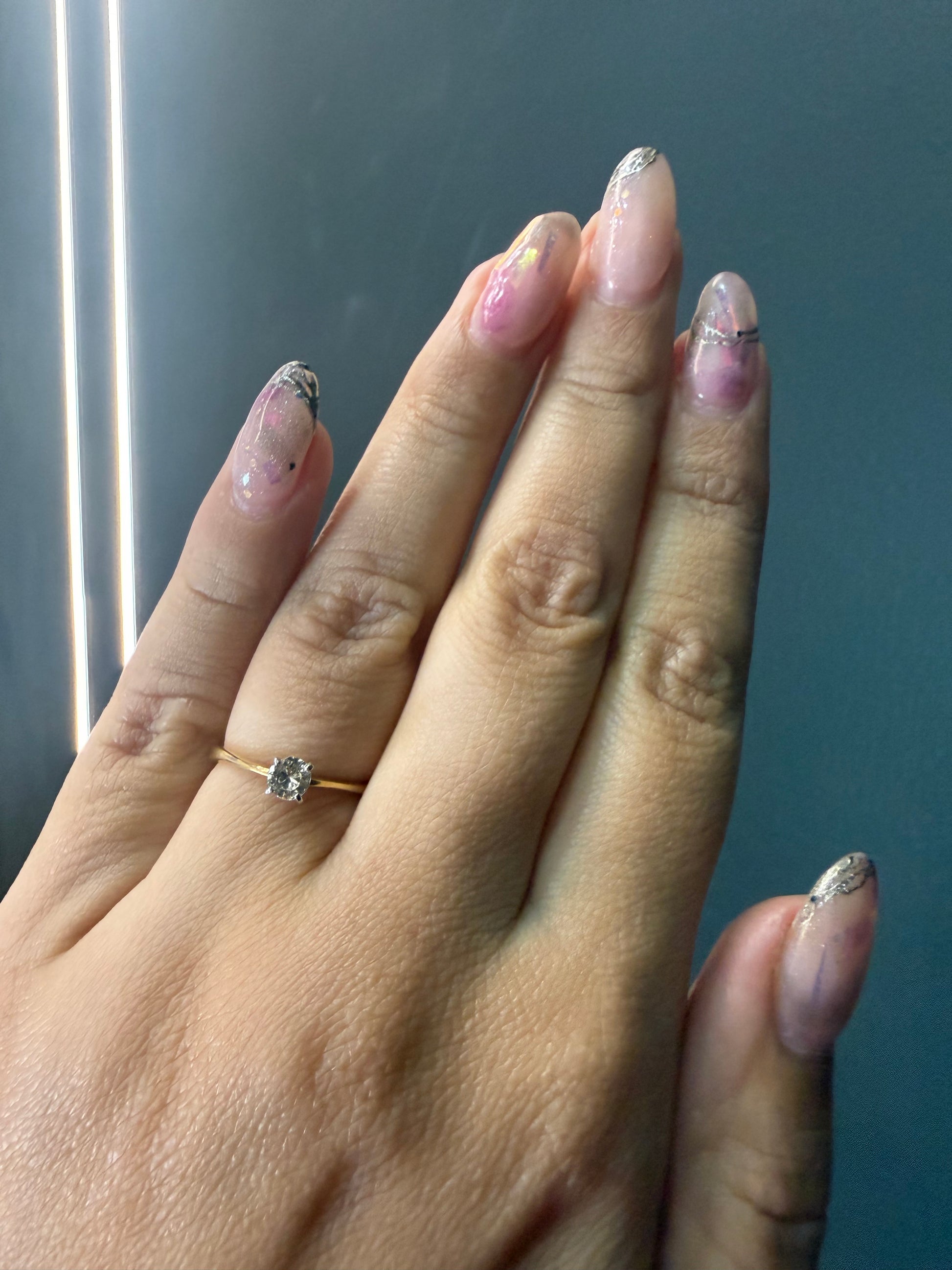 Oro Amarillo 14k Redondo 0.20ct de Diamante Natural                              Anillo Compromiso OF1508