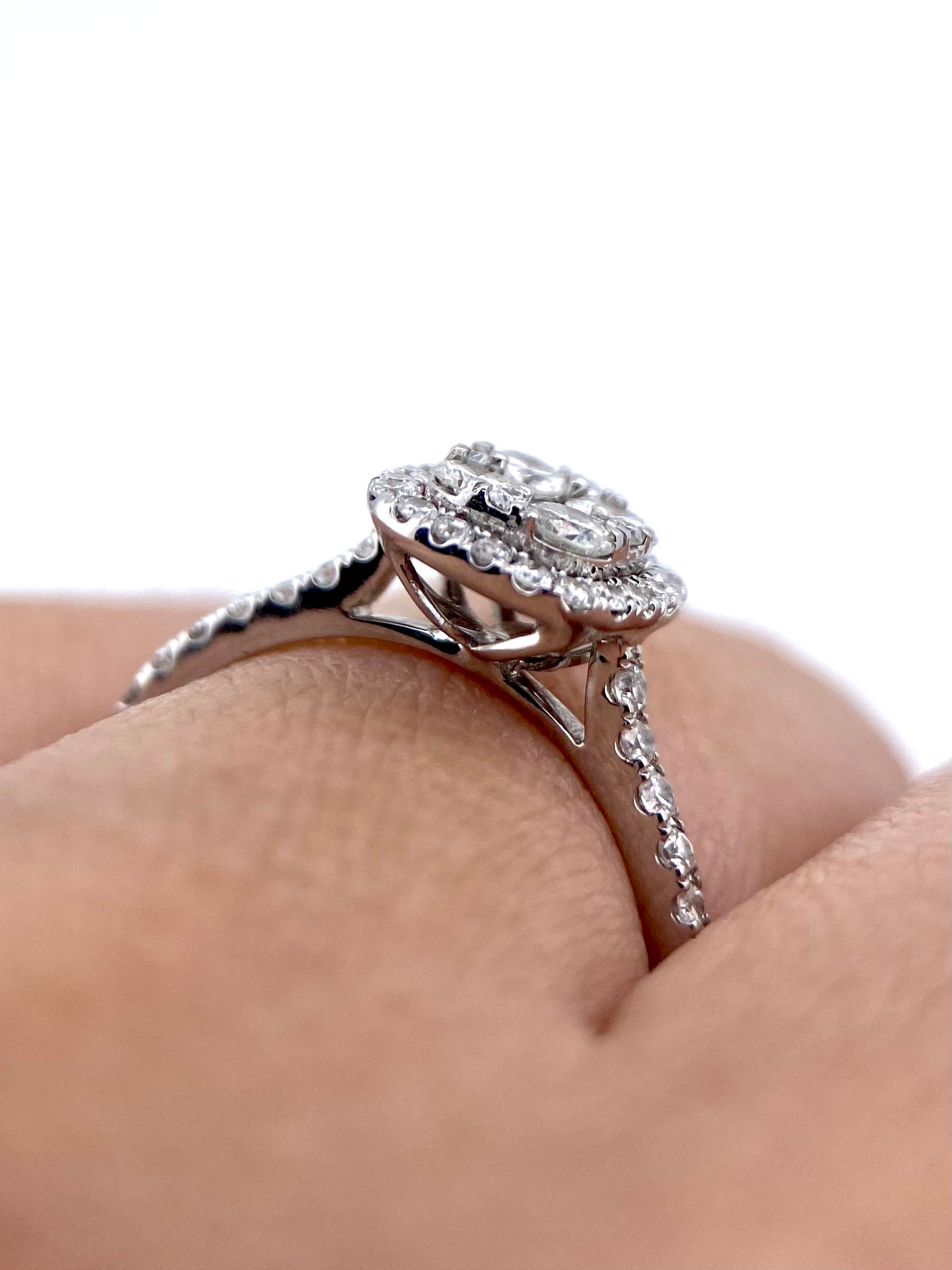 Oro Blanco 14k Princess 0.50ct de Diamantes Naturales                            Anillo Compromiso OF2182