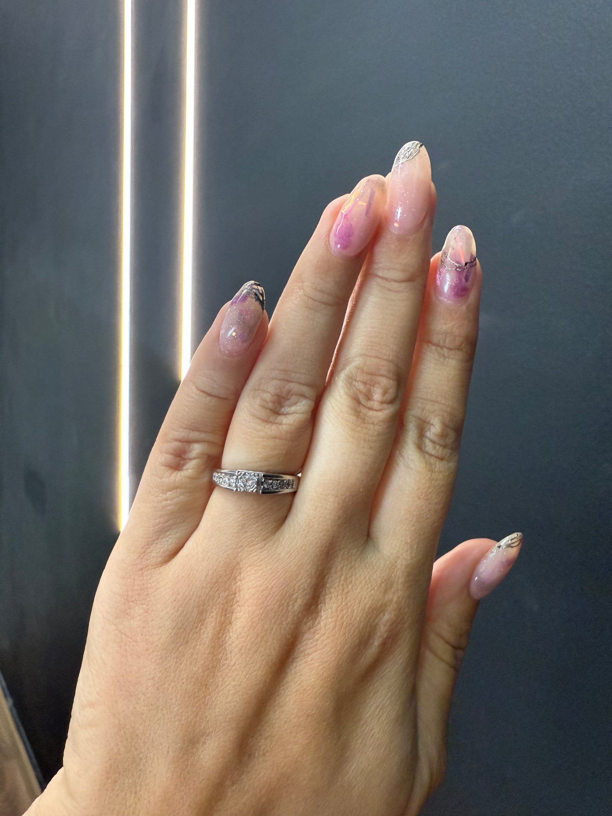 Oro Blanco 14k Princess 0.20ct + 0.18ct de Diamantes Naturales                            Anillo Compromiso OF1561