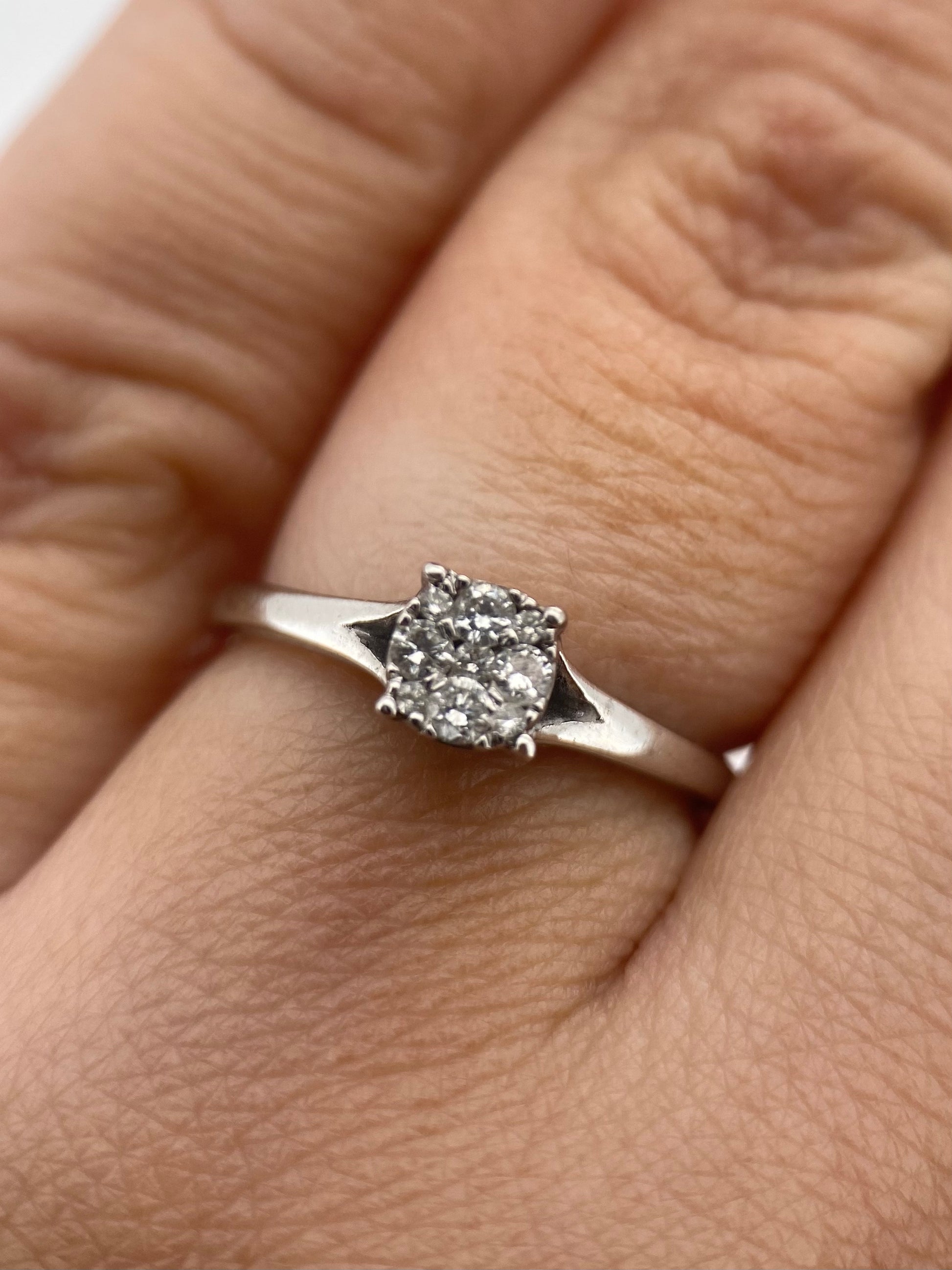 Oro Blanco 14k Redondo 0.20ct de Diamante Natural                                                  Anillo Compromiso OF1916