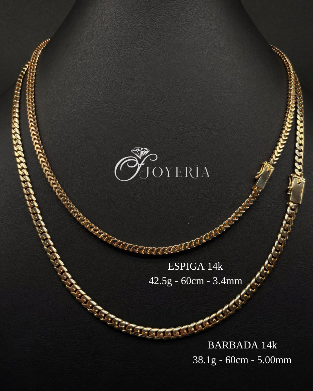 Cadena de Oro 10k Amarillo Tejido Espiga