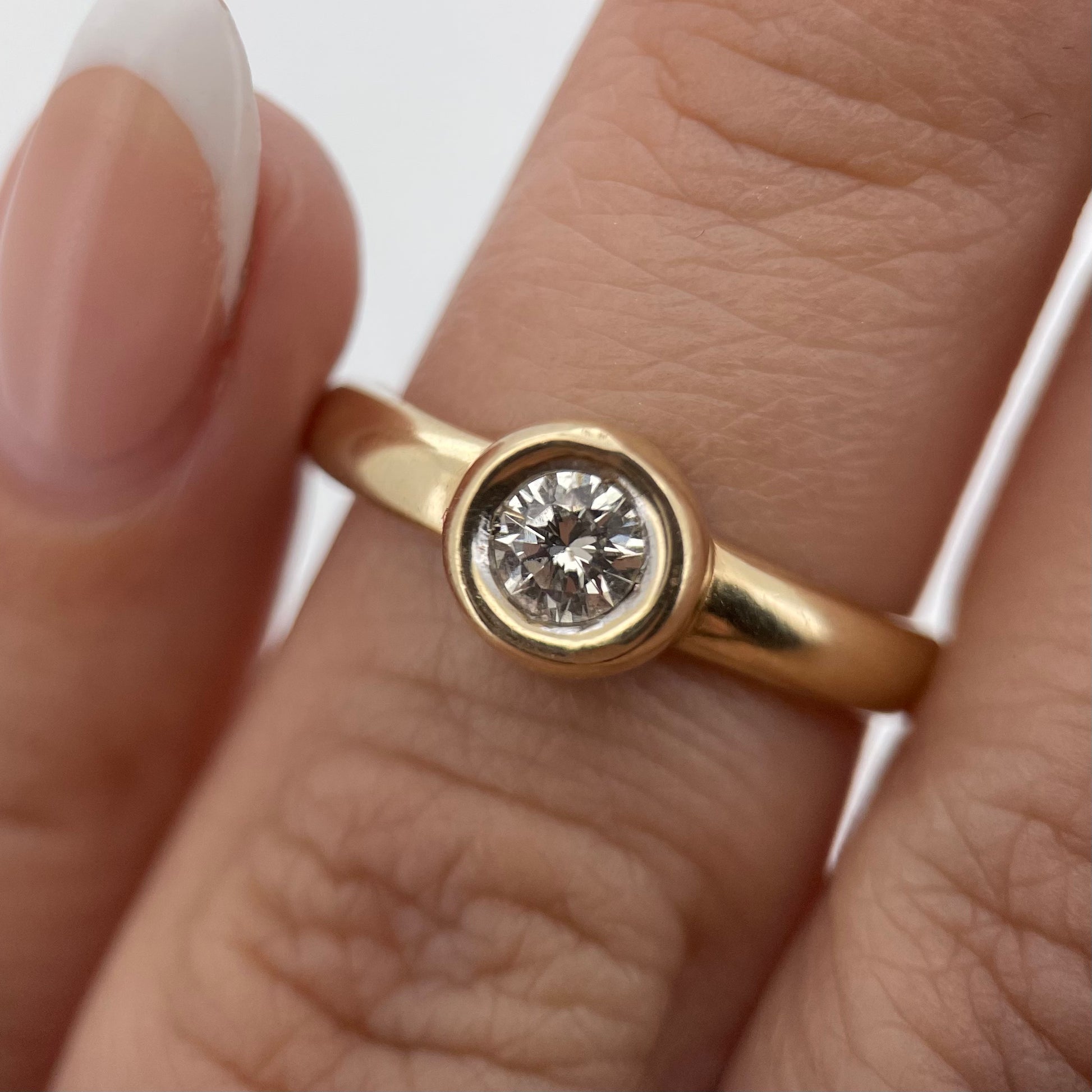 Oro Amarillo 14k Redondo 0.30ct de Diamante Natural                           Anillo Compromiso OF1167