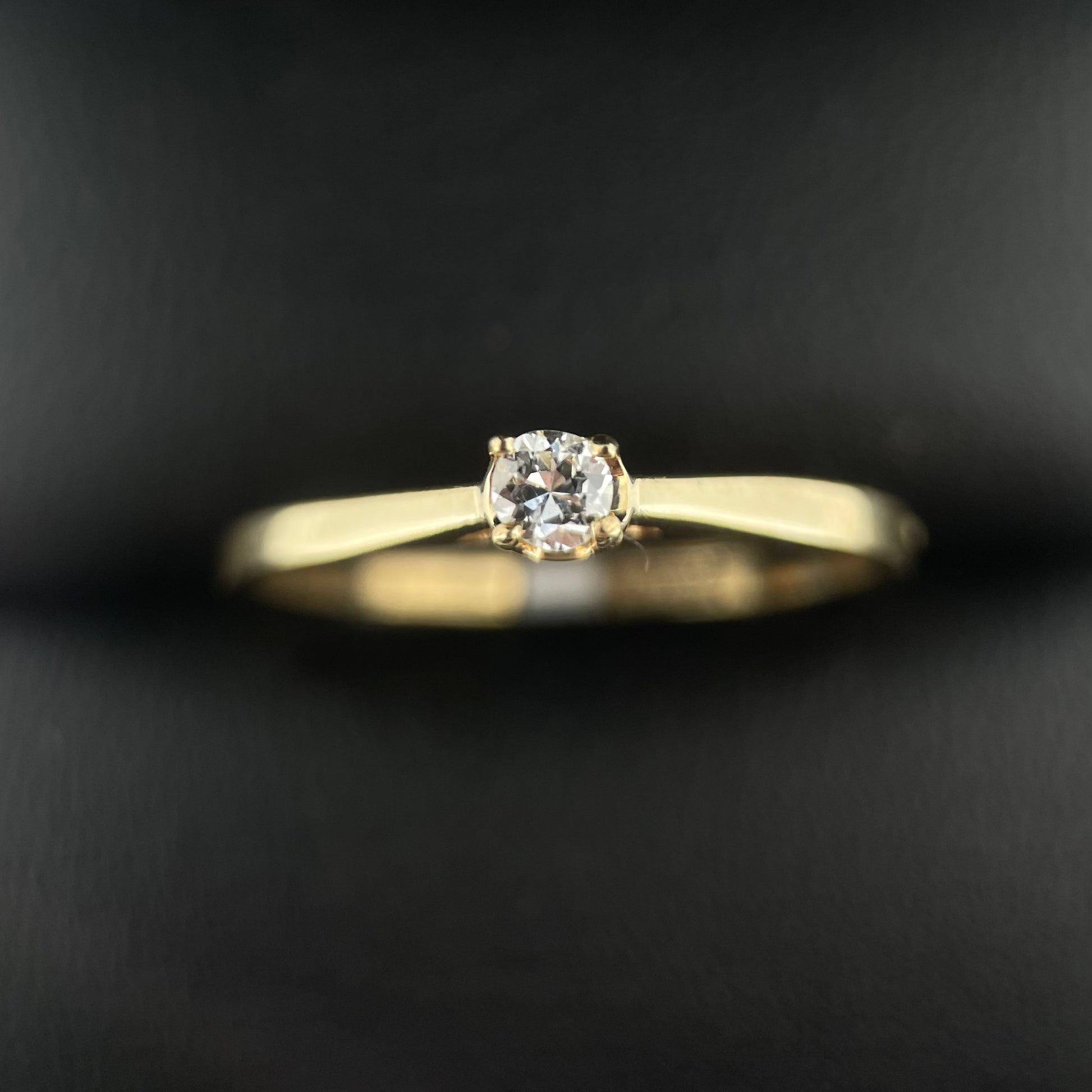 Oro Amarillo 14k Redondo 0.11ct de Diamante Natural                              Anillo Compromiso OF1316