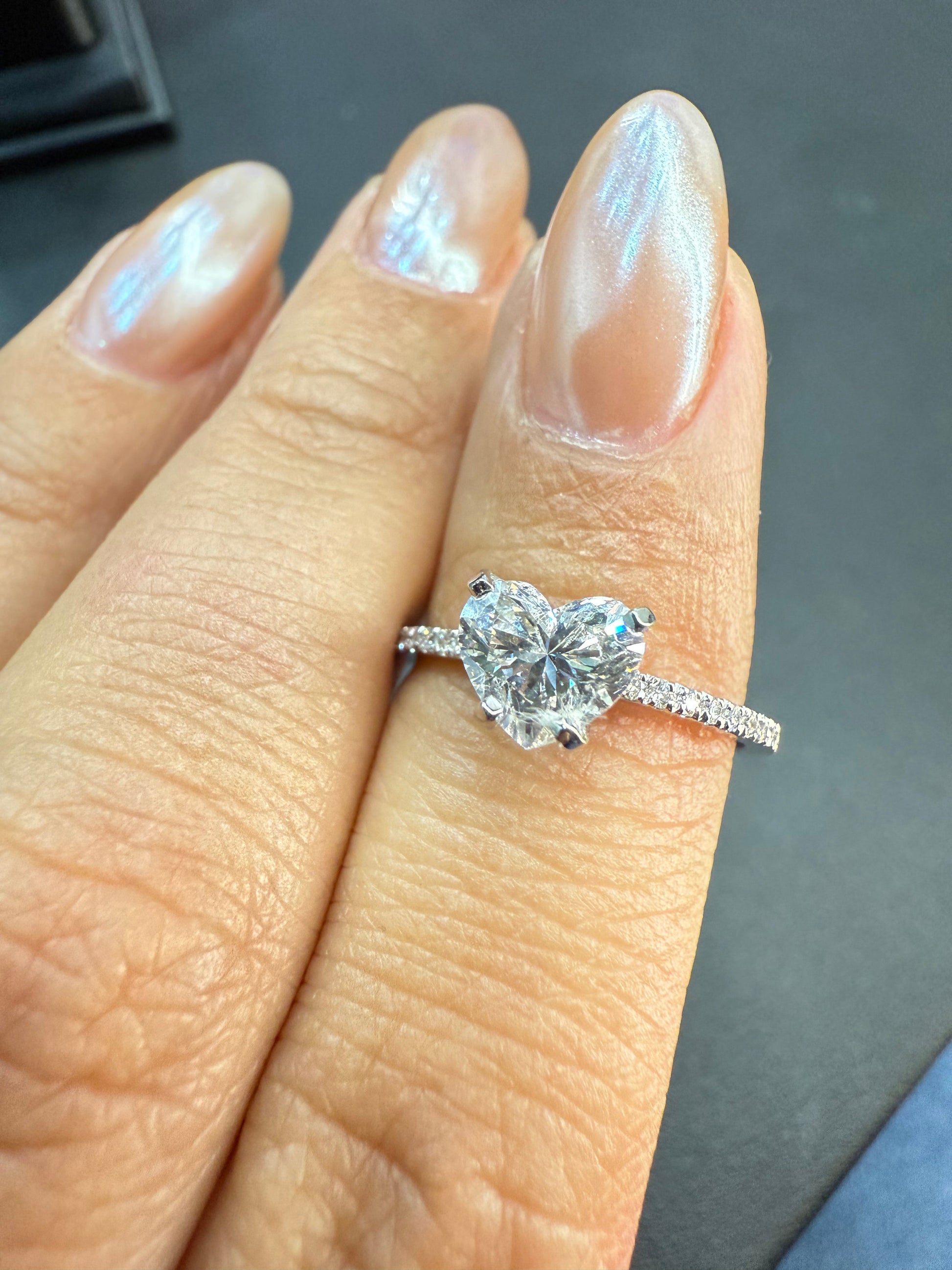 Anillo Compromiso Diamante Corazon 1.00ct Oro 14k Blanco