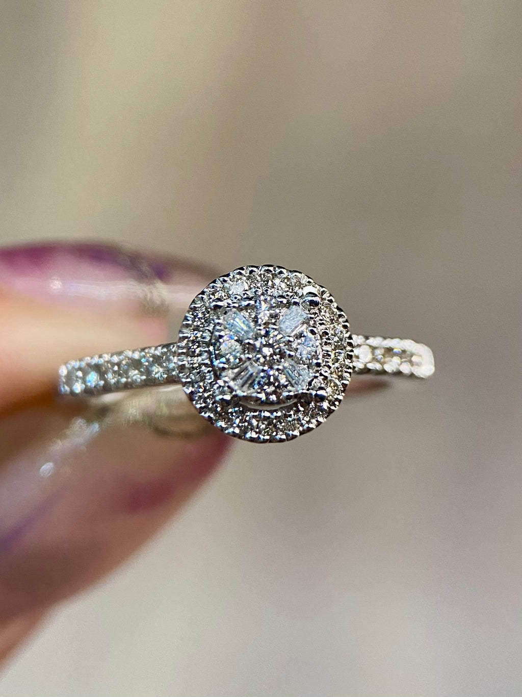 Oro Blanco 14k Redondo 0.43ct de Diamantes Naturales                            Anillo Compromiso OF2252