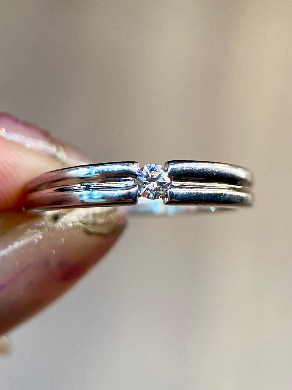 Oro Blanco 14k Redondo 0.12ct  de Diamantes Naturales                            Anillo Compromiso OF1214