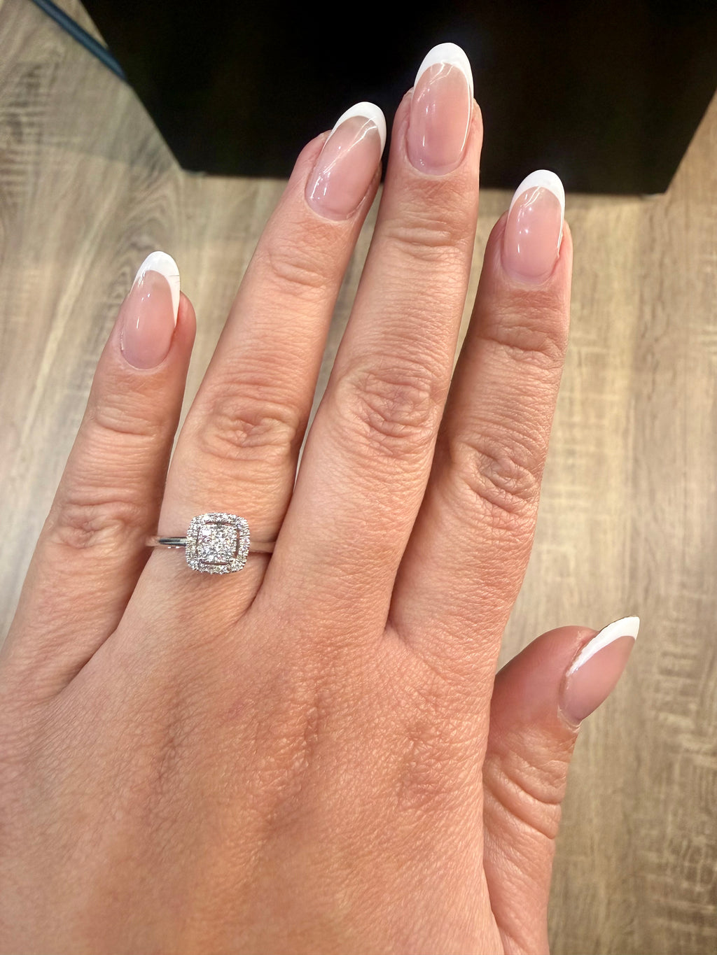 Oro Blanco 14k Princes 0.30ct de Diamantes Naturales                            Anillo Compromiso OF2293