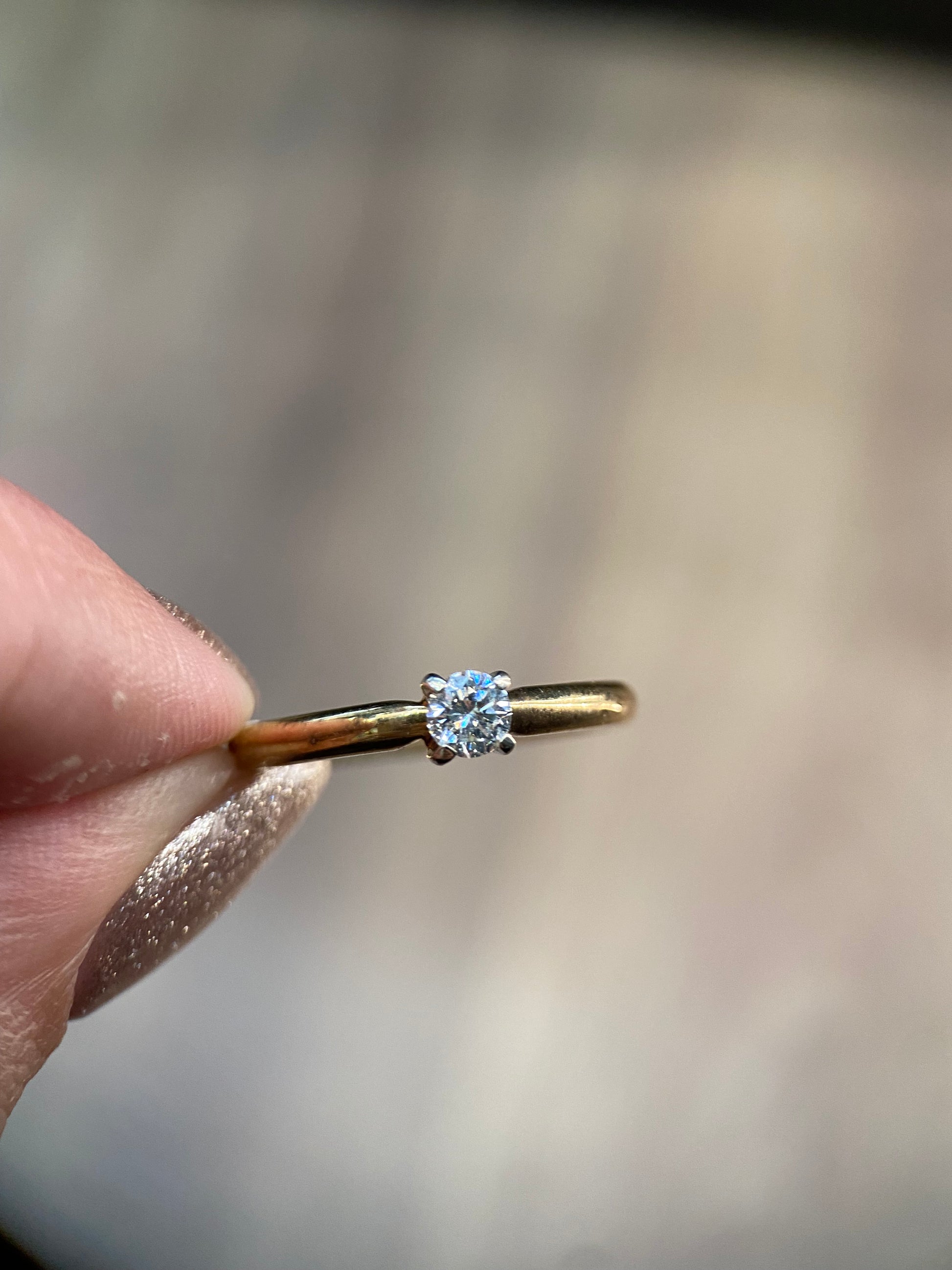 Oro Amarillo 14k Redondo 0.26ct de Diamante Natural                              Anillo Compromiso OF1908