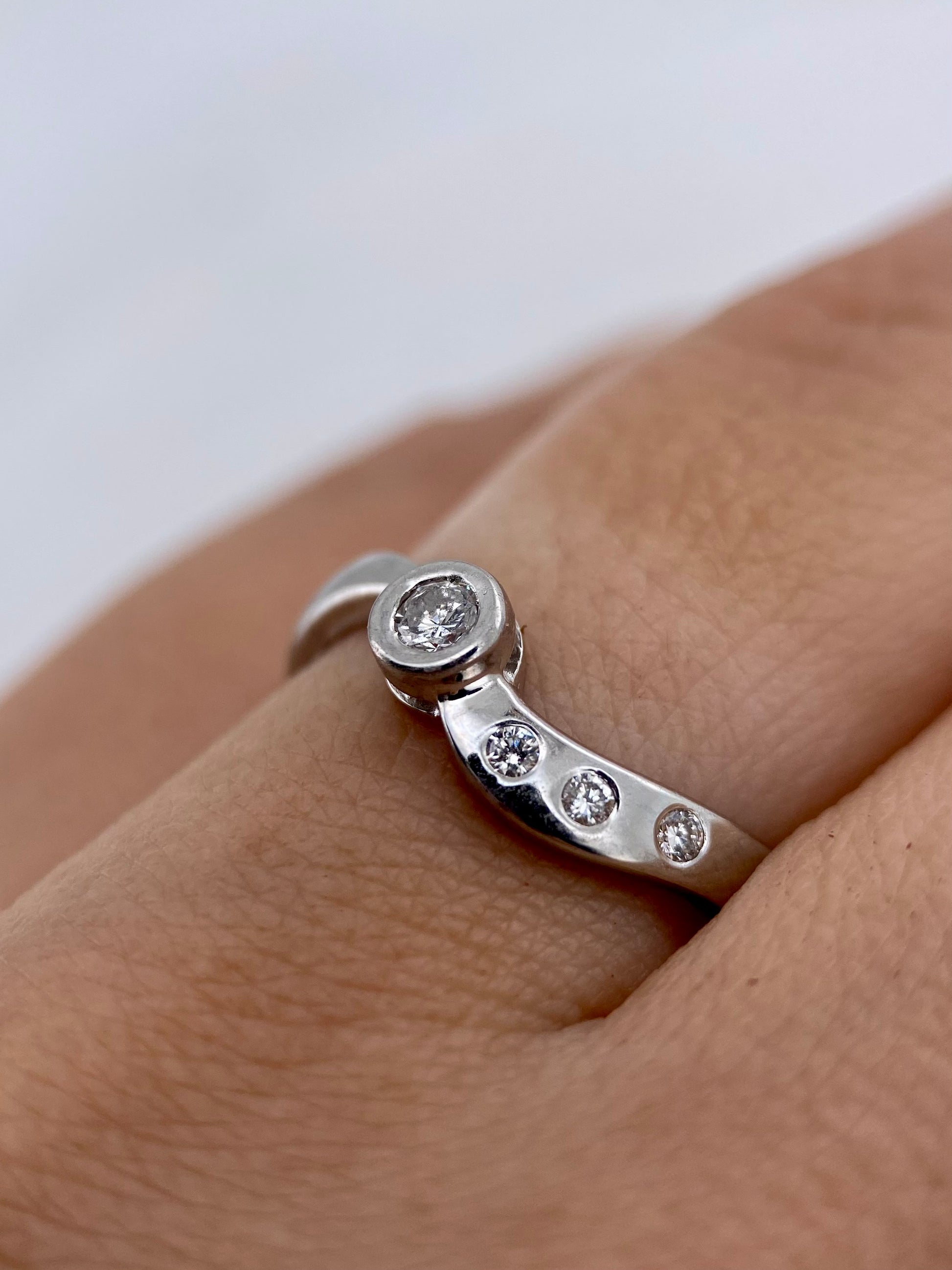 Oro Blanco 14k Redondo 0.18ct de Diamante Natural                                                  Anillo Compromiso OF1175