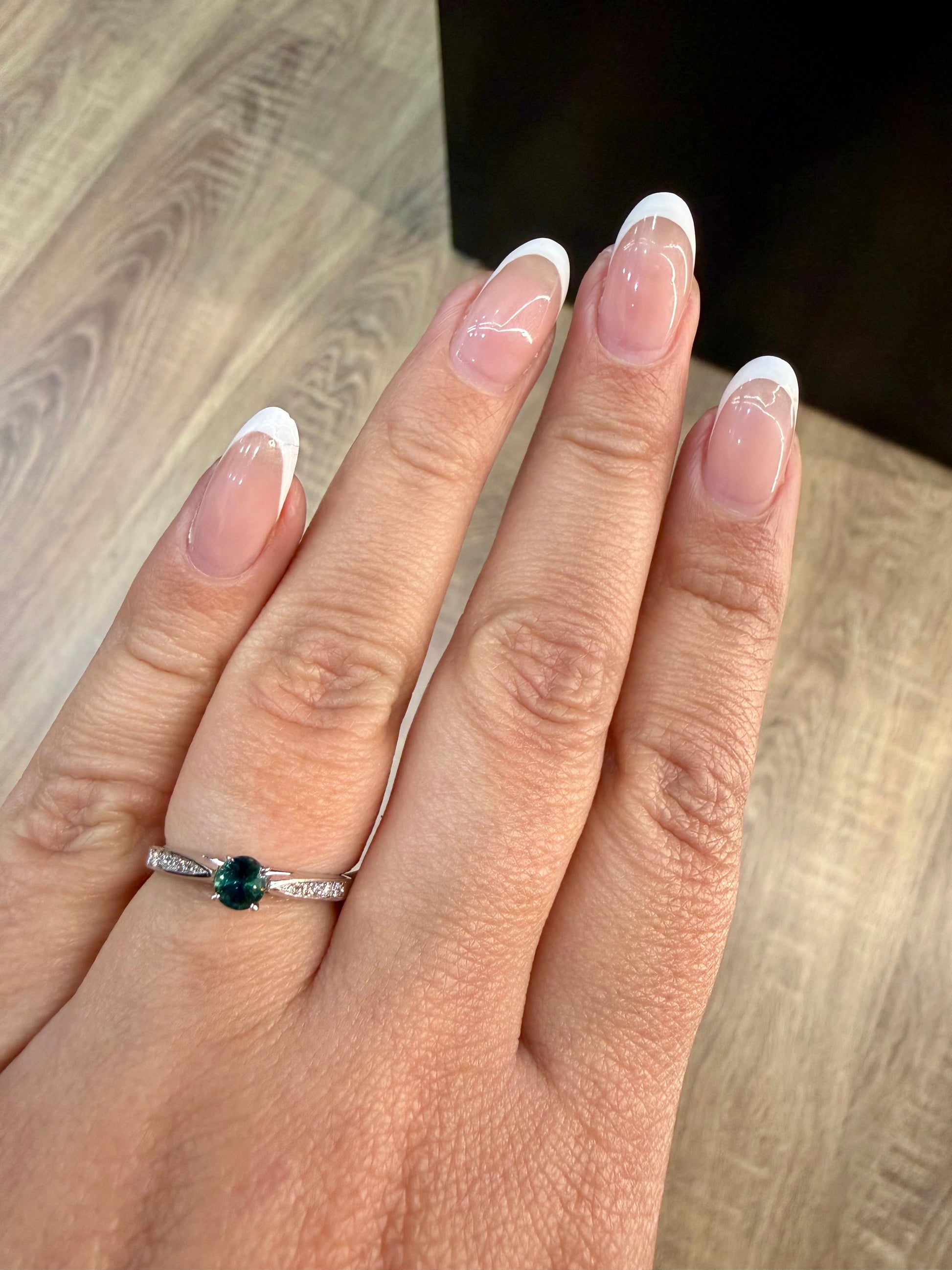 Oro Blanco 14k Redondo 0.24ct Blue+ 0.10ct Lde Diamantes Naturales                             Anillo Compromiso OF2309