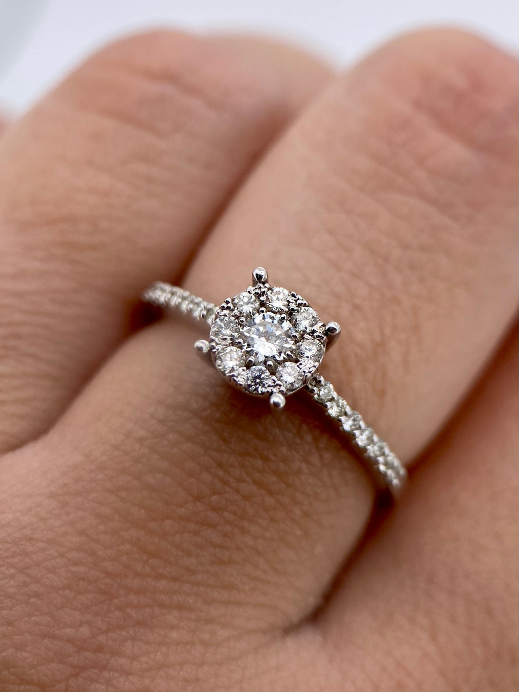 Oro Blanco 14k Redondo 0.48ct de Diamantes Naturales                            Anillo Compromiso OF1871