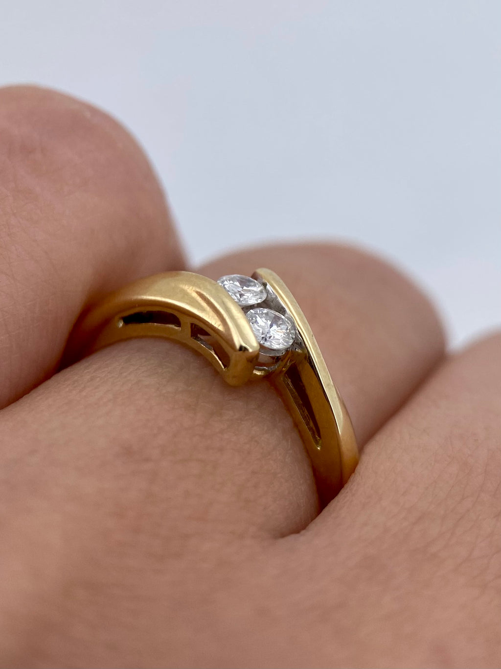 Oro Amarillo 14k Redondo 0.18ct de Diamante Natural                           Anillo Compromiso OF1930