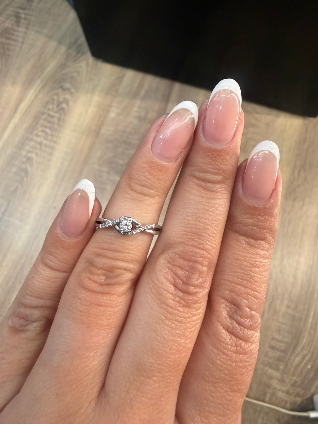 Oro Blanco 14k Redondo 0.17ct de Diamantes Naturales                            Anillo Compromiso OF2299