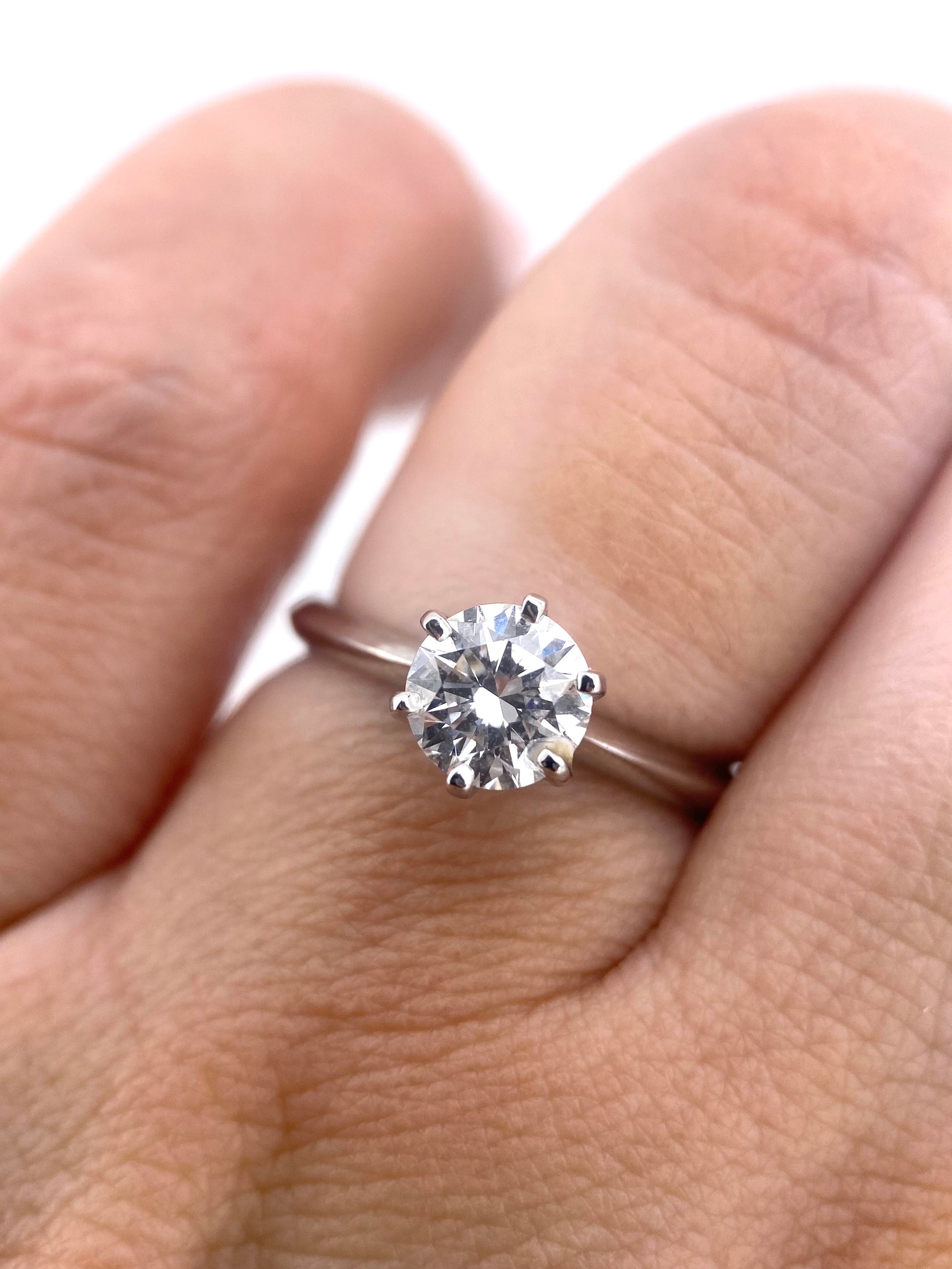 Diamante Laboratorio IGI Redondo 1.00ct Oro 14k Blanco-Anillo de Compromiso