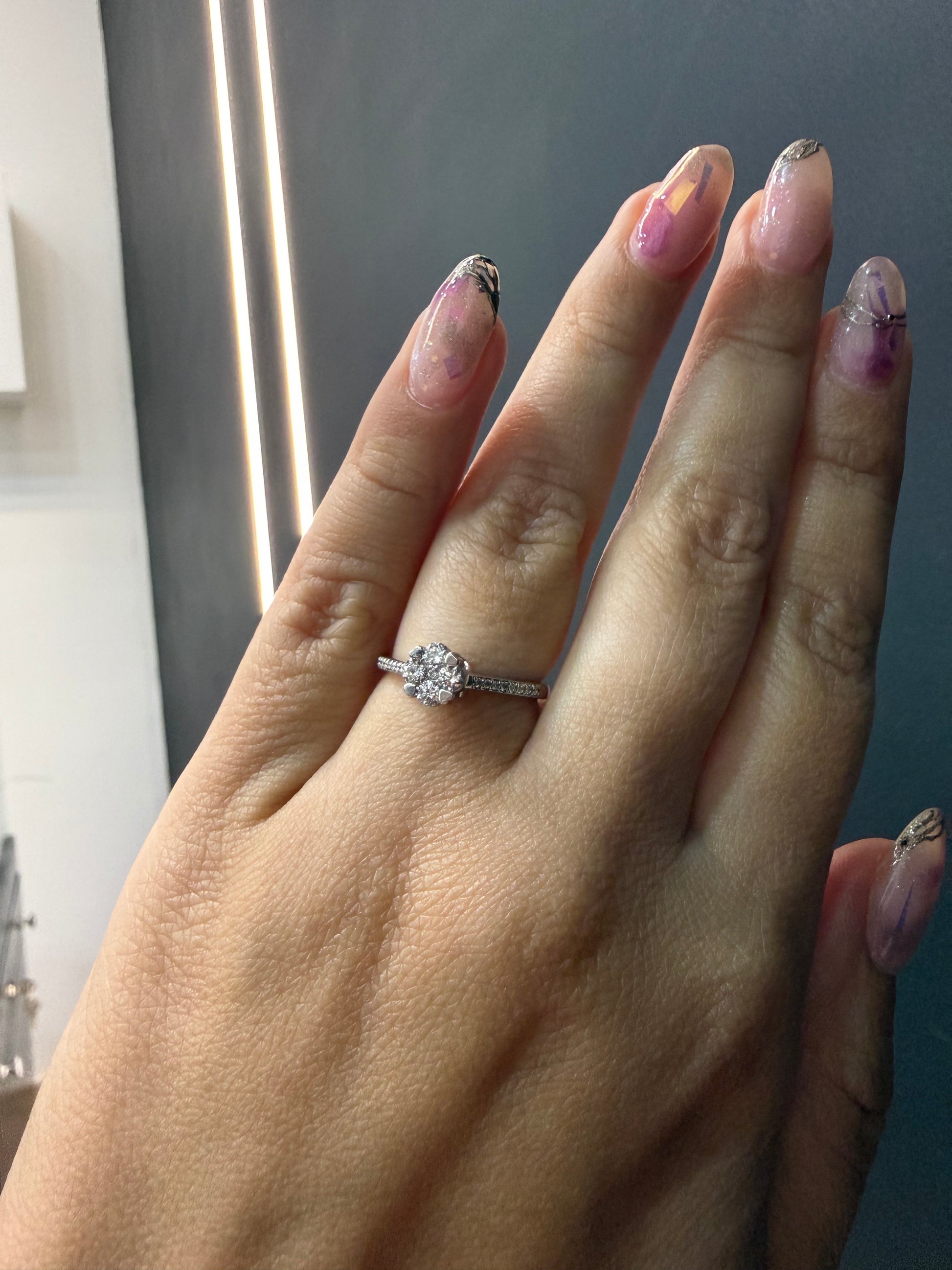 Oro Blanco 14k Redondo 0.41ct de Diamante                                                   Anillo Compromiso OF1870