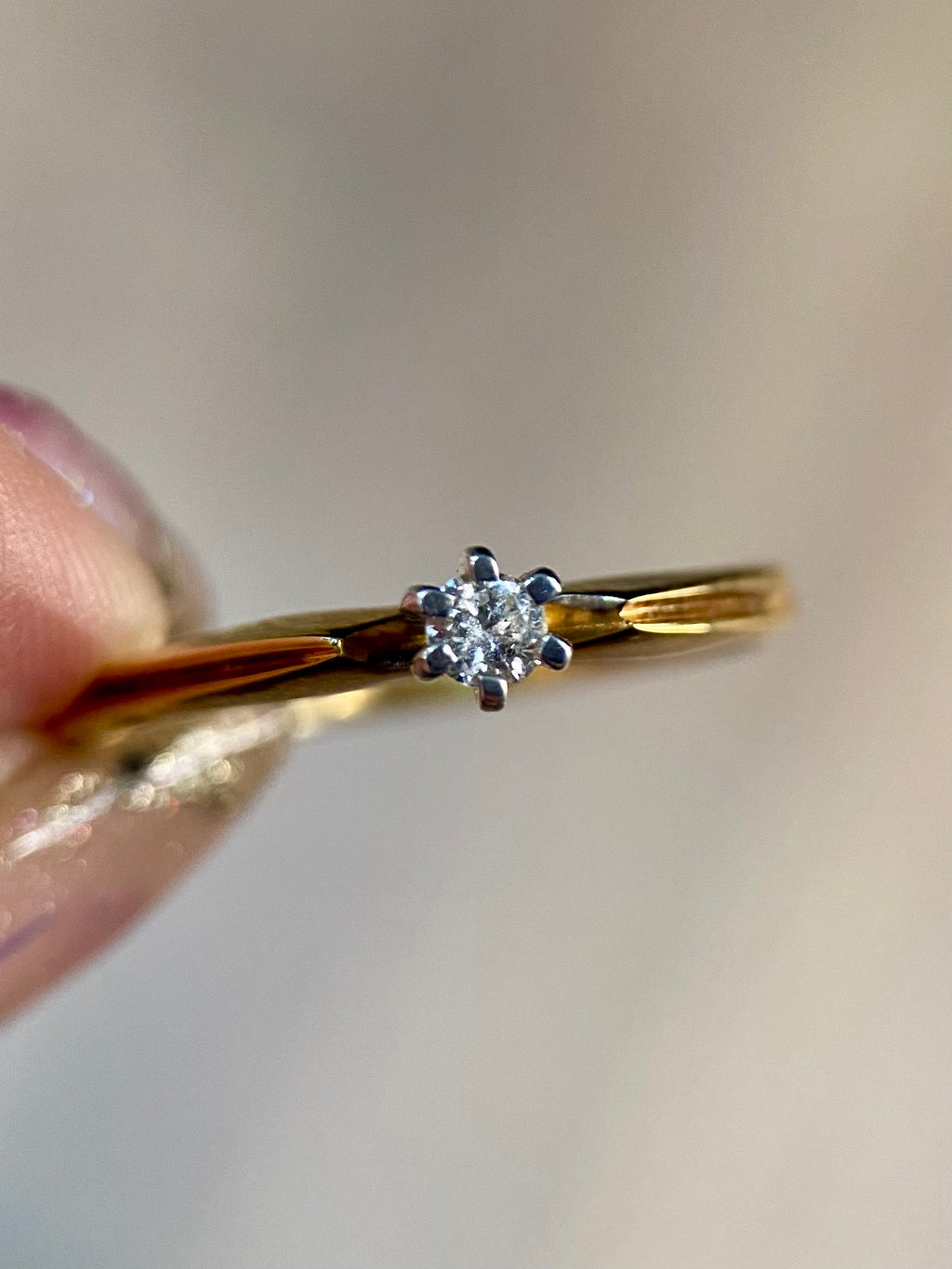 Oro Amarillo 14k Redondo 0.12ct de Diamante Natural                              Anillo Compromiso OF1512