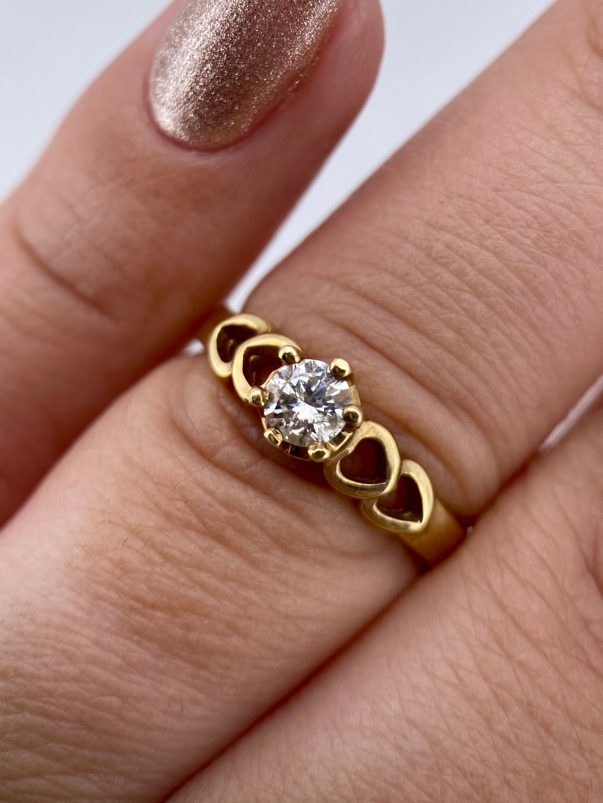 Oro Amarillo 14k Redondo 0.35ct de Diamante Natural                              Anillo Compromiso OF1511
