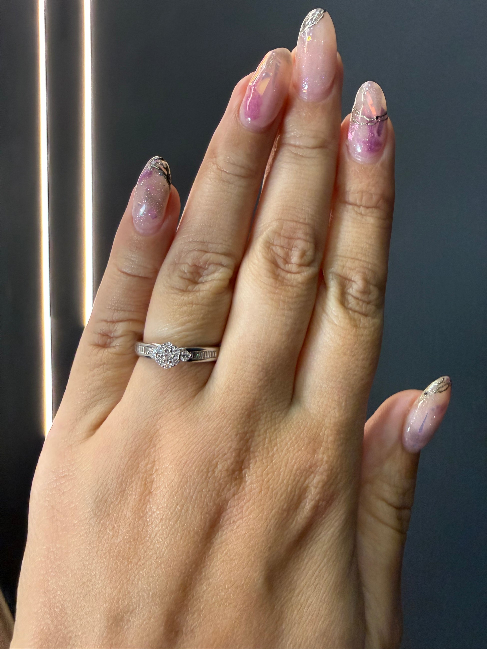 Oro Blanco 14k Redondo 0.45ct de Diamante Natural.                                                  Anillo Compromiso OF2183