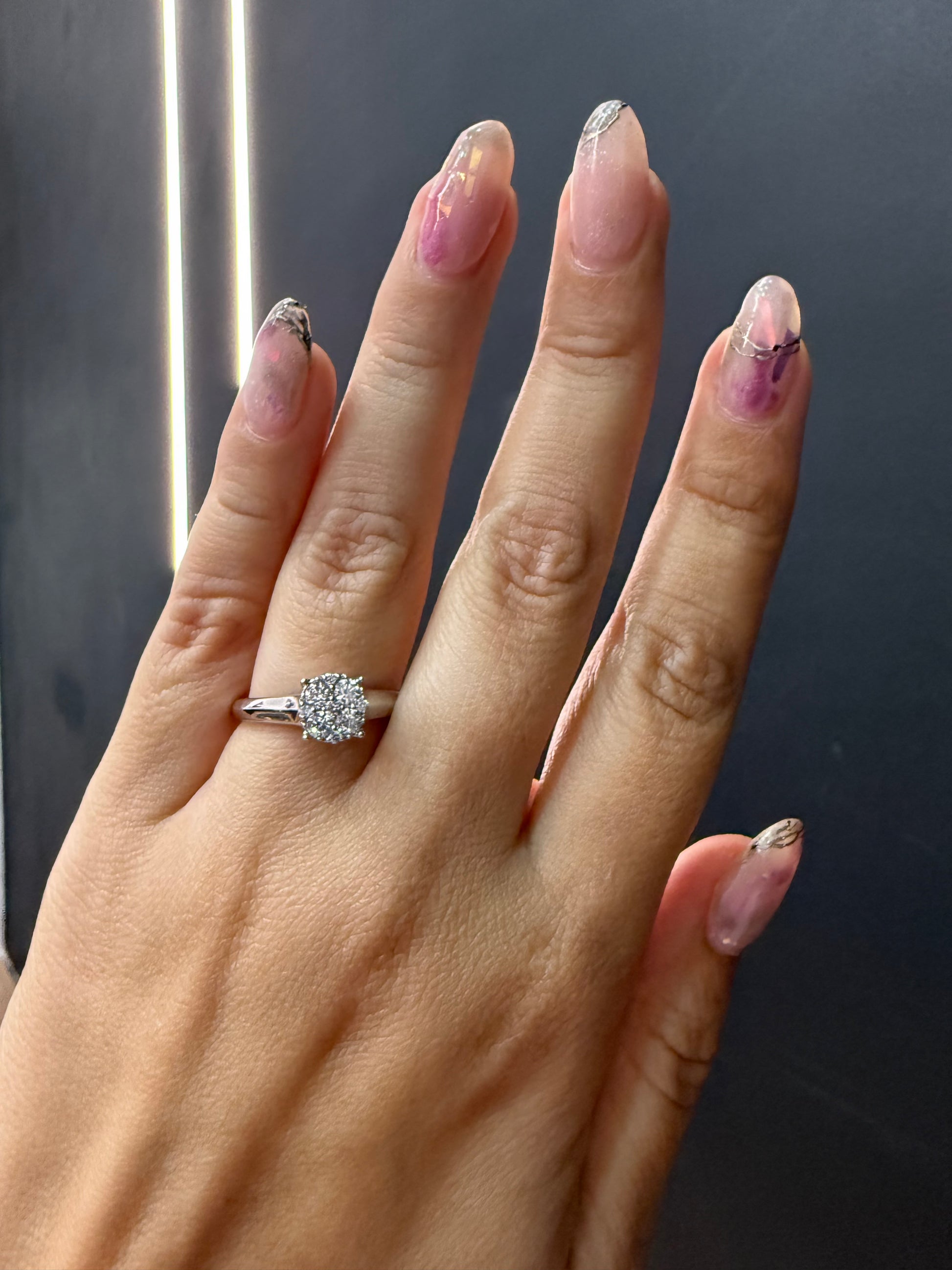 Oro Blanco 14k Redondo 0.35ct de Diamante Natural                                                  Anillo Compromiso OF2116