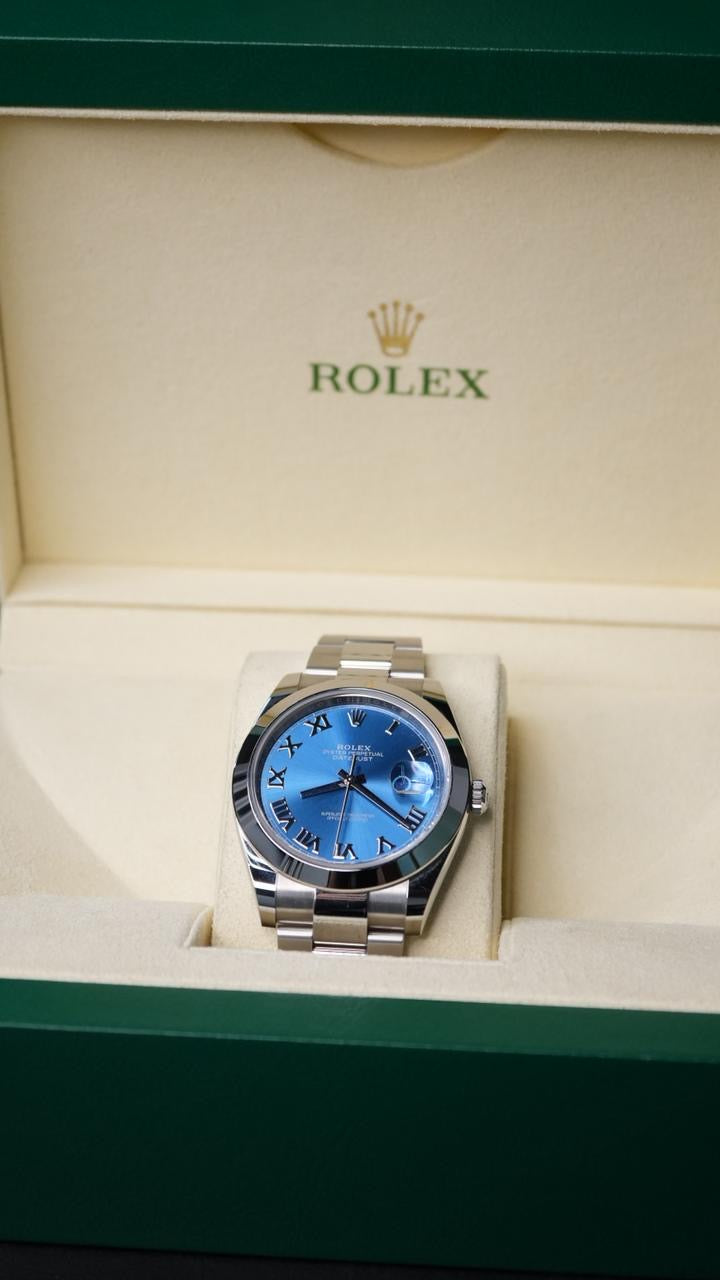 ROLEX DATEJUST 2025 41mm; Carátula Azul con números Romanos, Full Set