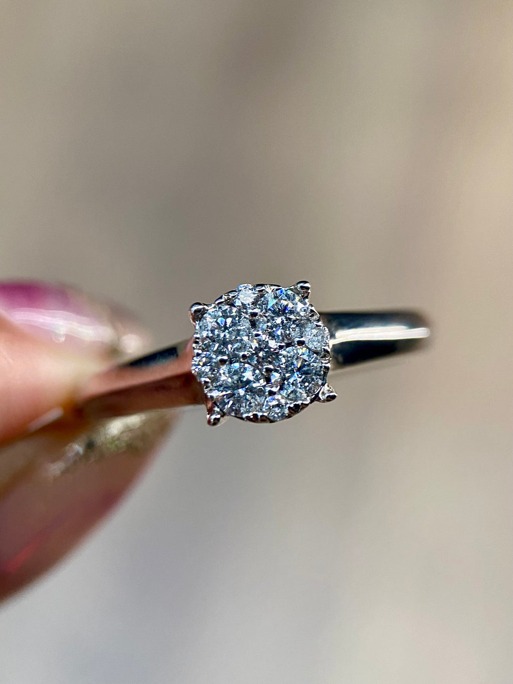 Oro Blanco 14k Redondo 0.35ct de Diamante Natural                                                  Anillo Compromiso OF2116