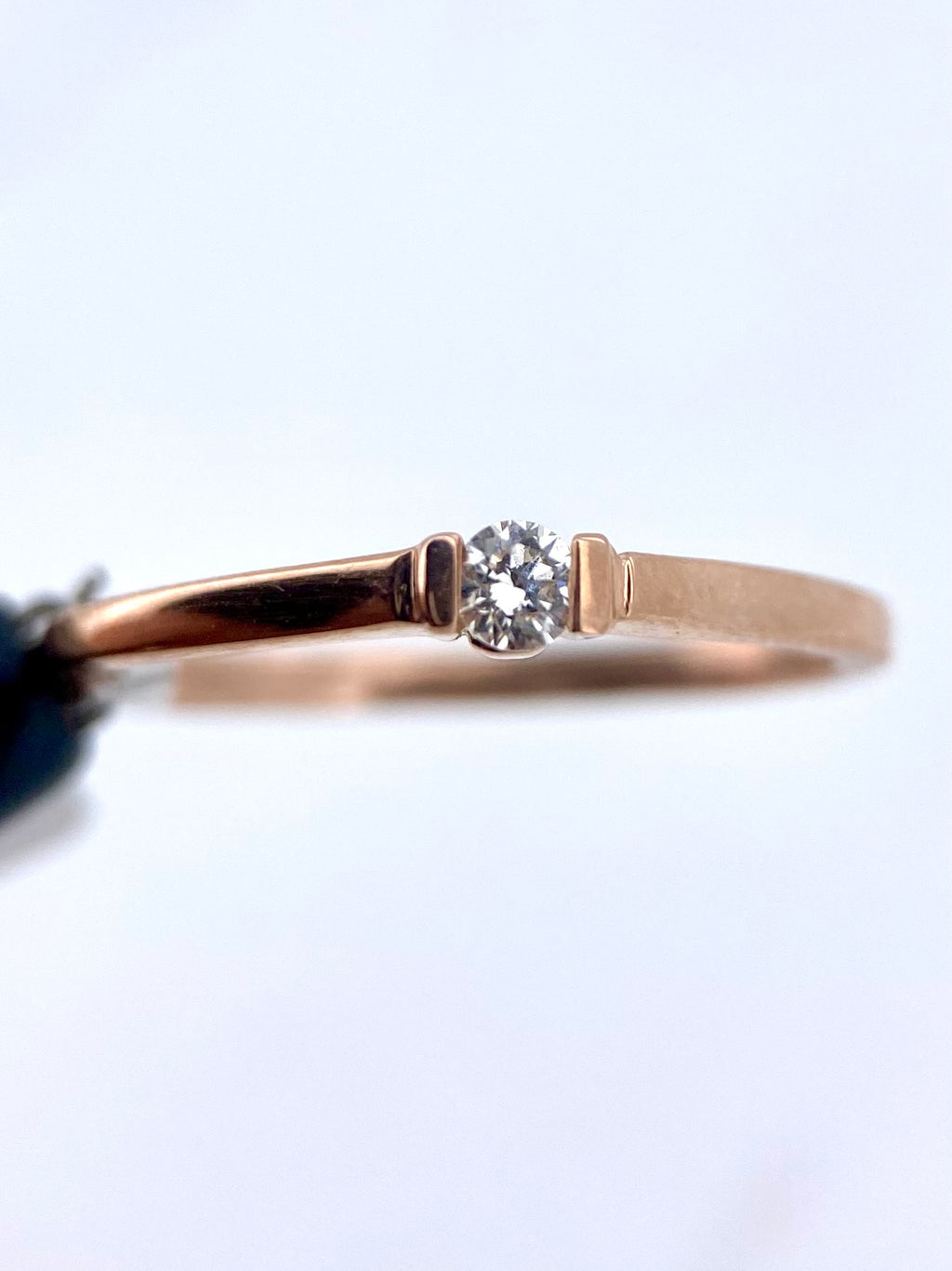 Oro Rosa 14k Redondo 0.08ct de Diamante Natural                              Anillo Compromiso OF2330