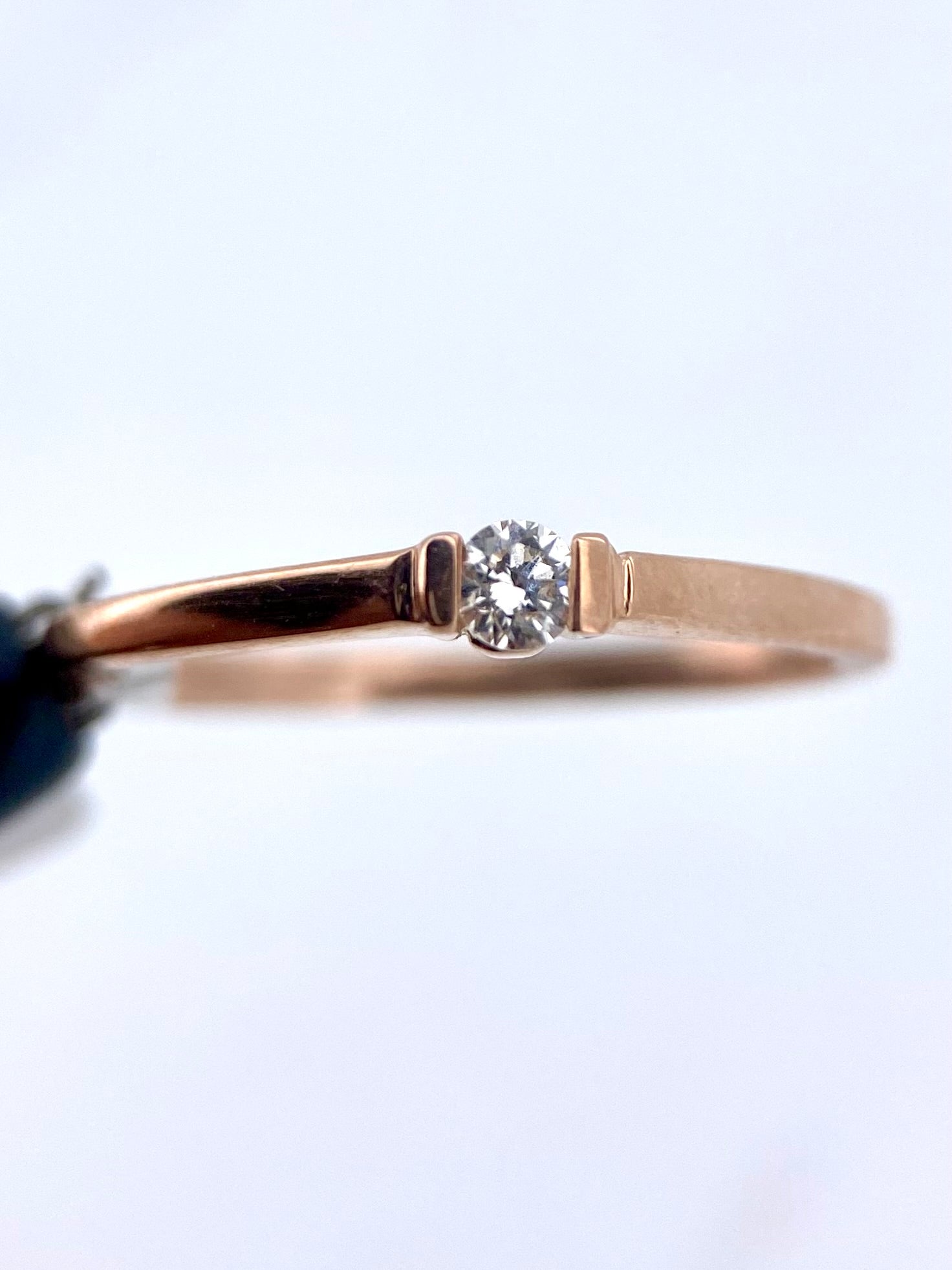 Oro Rosa 14k Redondo 0.08ct de Diamante Natural                              Anillo Compromiso OF2330
