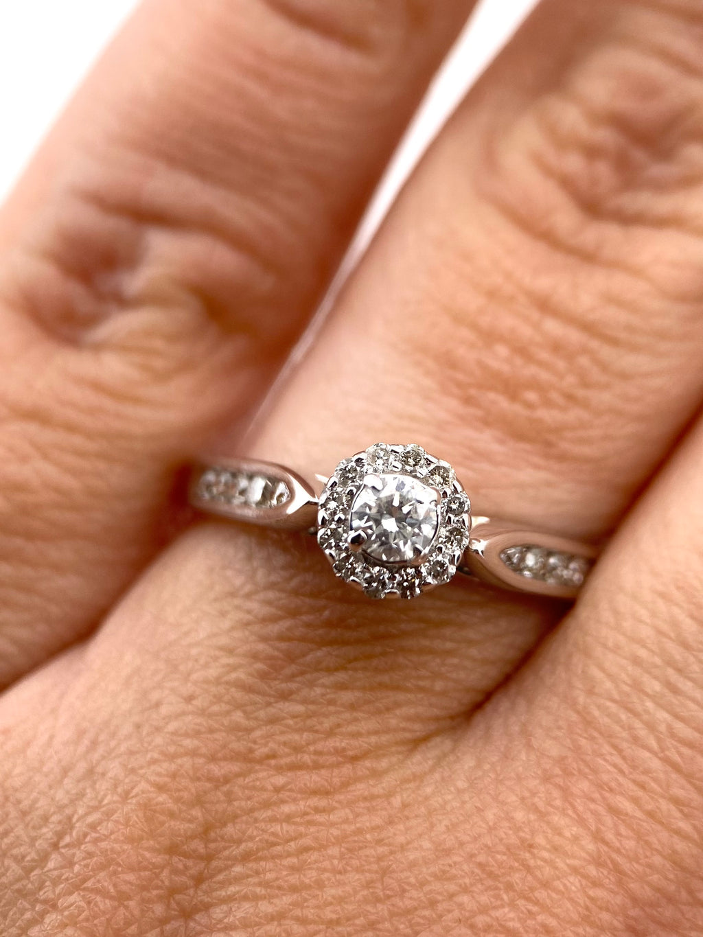 Oro Blanco 14k Redondo 0.25 + 0.15L de Diamantes Naturales                            Anillo de compromiso OF2325