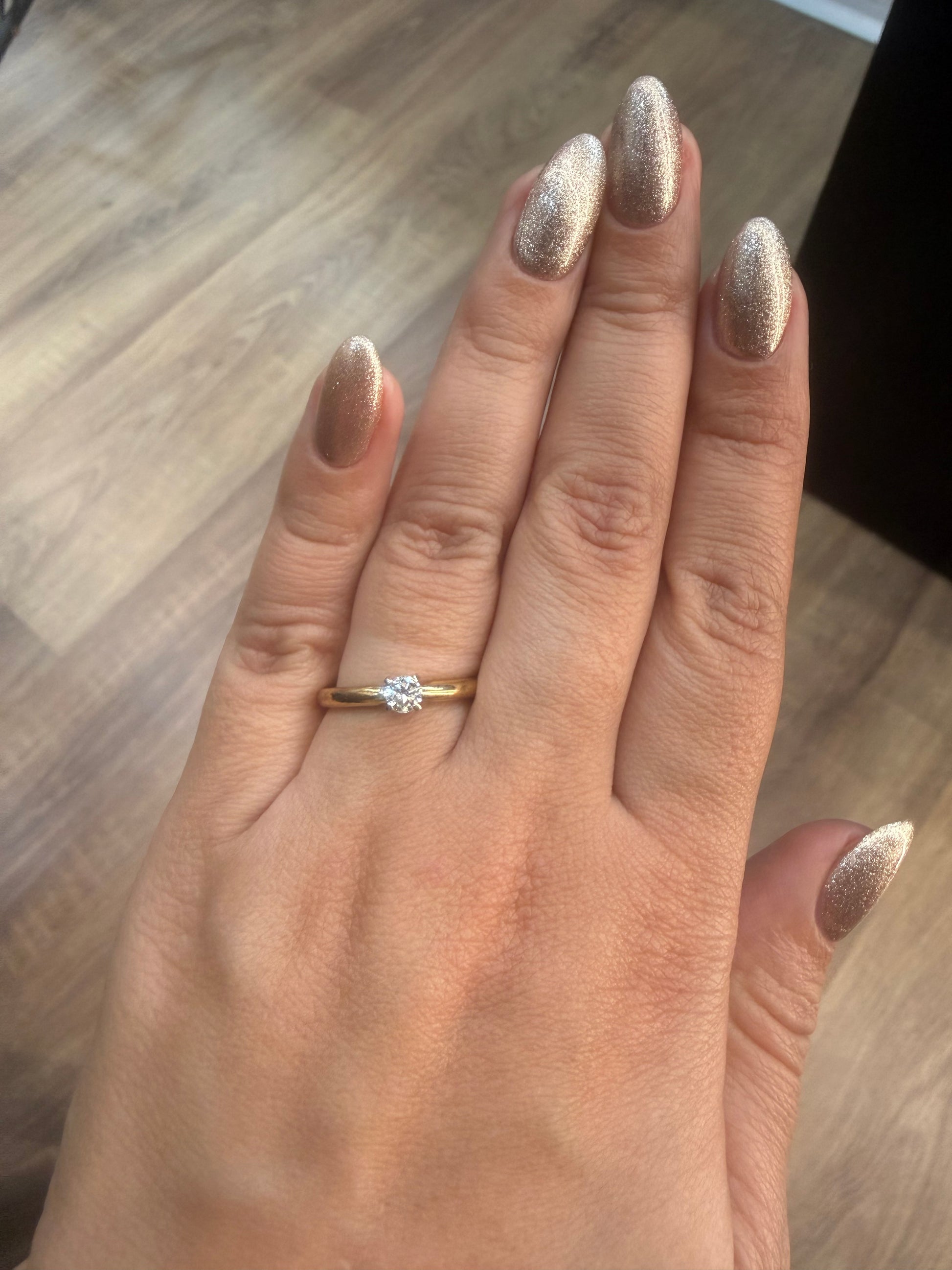 Oro Amarillo 14k Redondo 0.26ct de Diamante Natural                              Anillo Compromiso OF1908