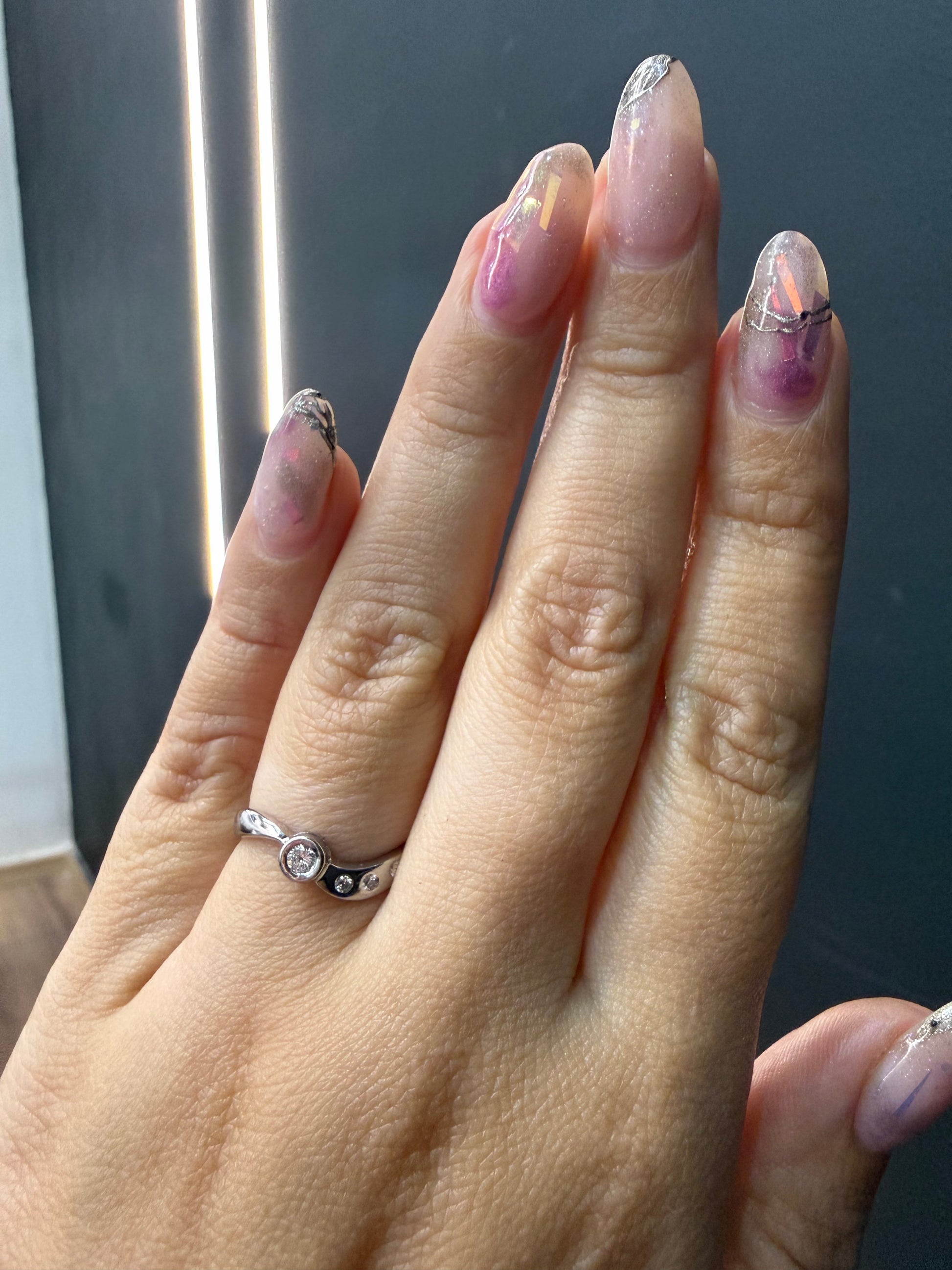 Oro Blanco 14k Redondo 0.18ct de Diamante Natural                                                  Anillo Compromiso OF1175