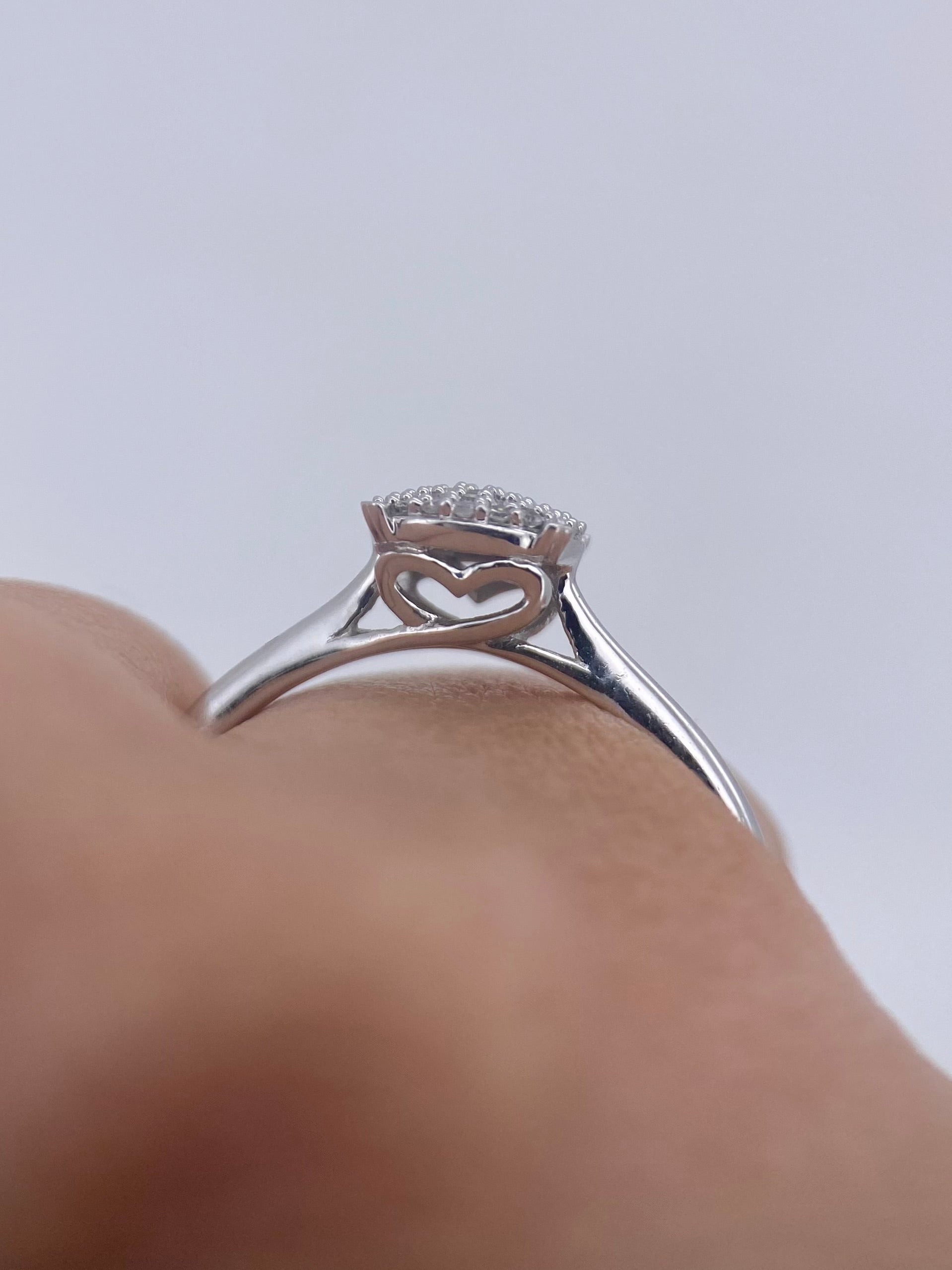 Oro Blanco 14k Redondo 0.15ct de Diamante                                                   Anillo Compromiso OF1869